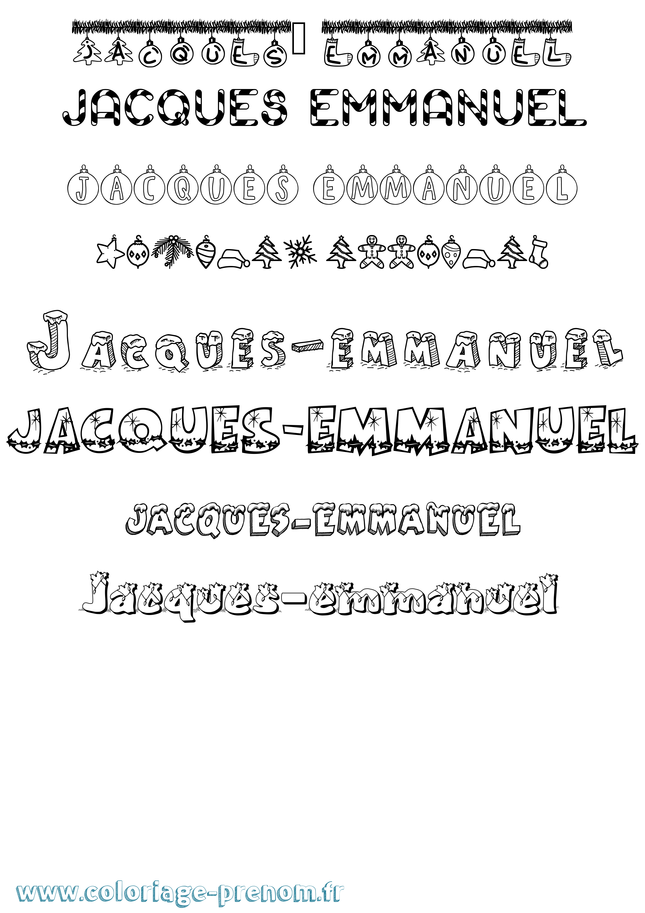 Coloriage Jacques-Emmanuel Noël Coloriage prénom Jacques-Emmanuel Noël