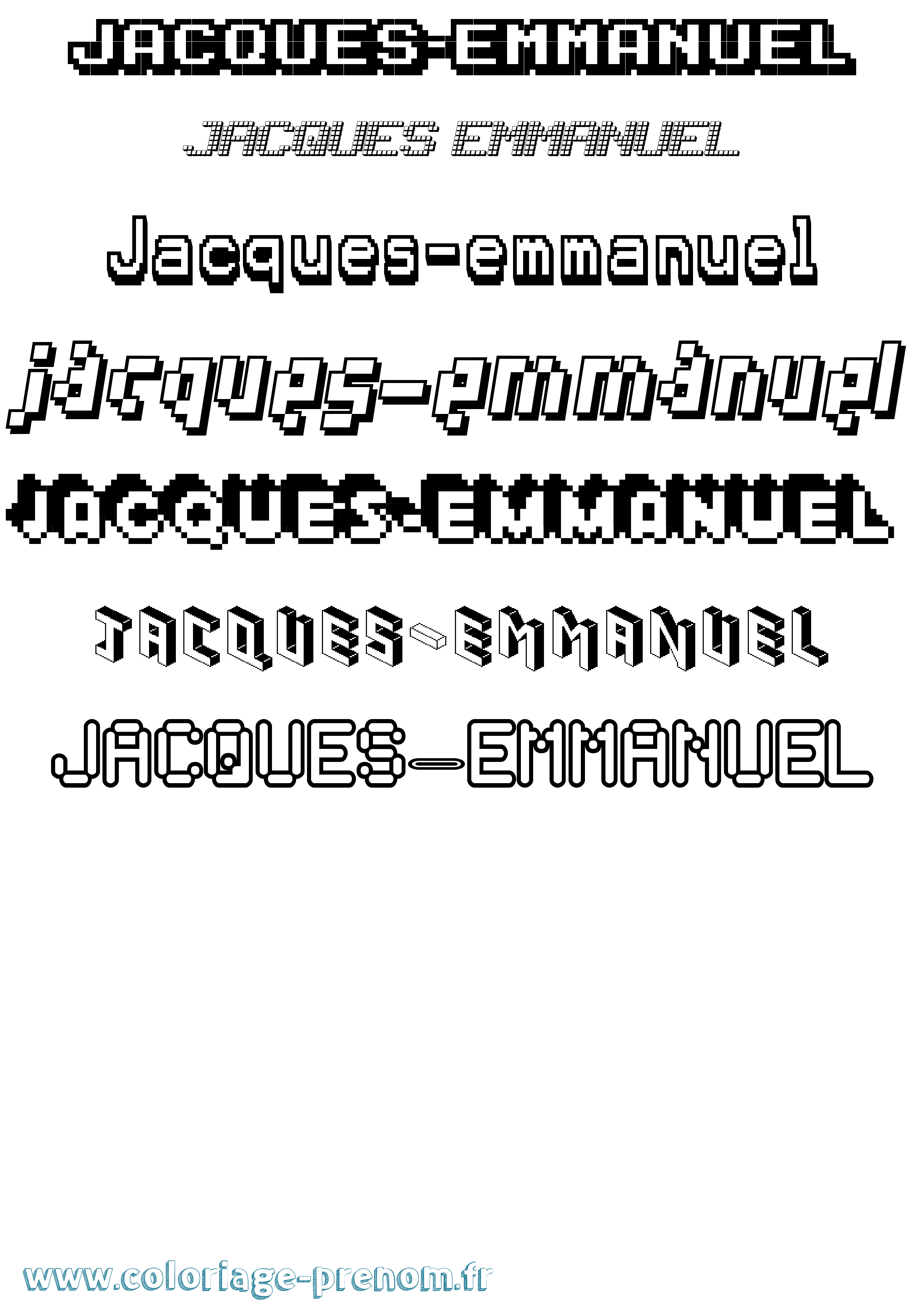 Coloriage Jacques-Emmanuel Pixel Coloriage prénom Jacques-Emmanuel Pixel