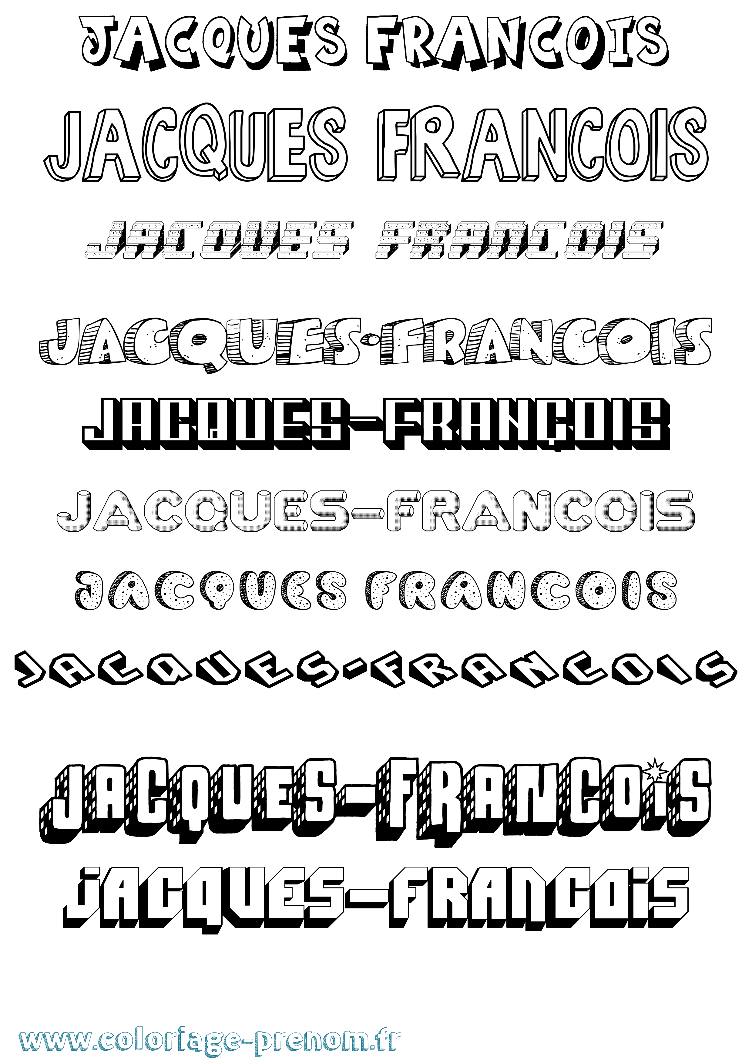 Coloriage Jacques-François Effet 3D Coloriage prénom Jacques-François Effet 3D