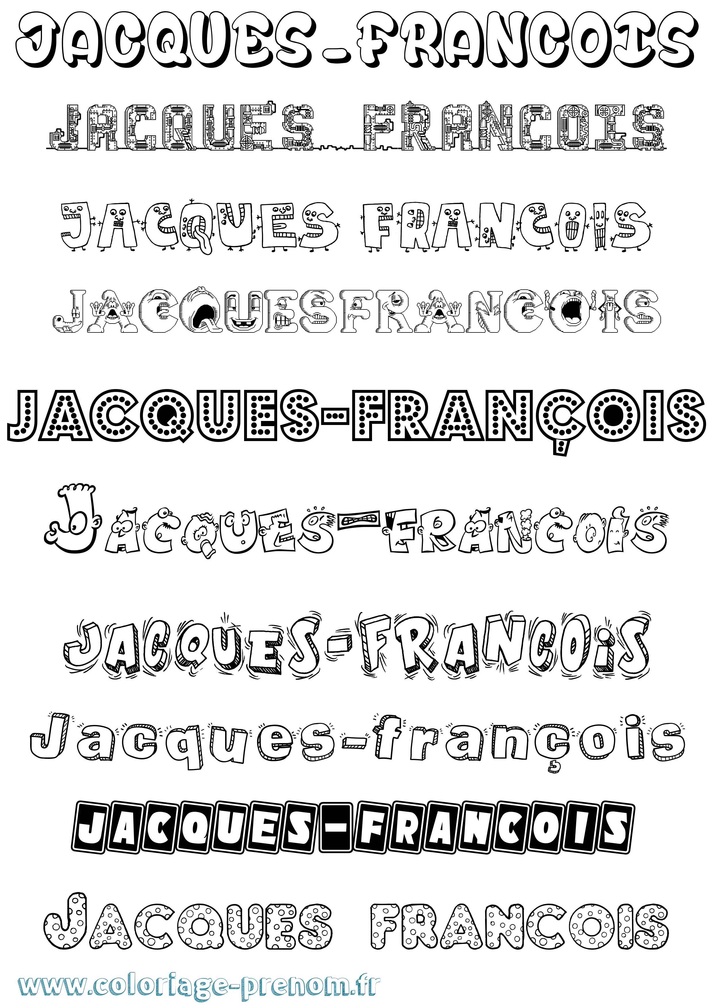 Coloriage Jacques-François Fun Coloriage prénom Jacques-François Fun
