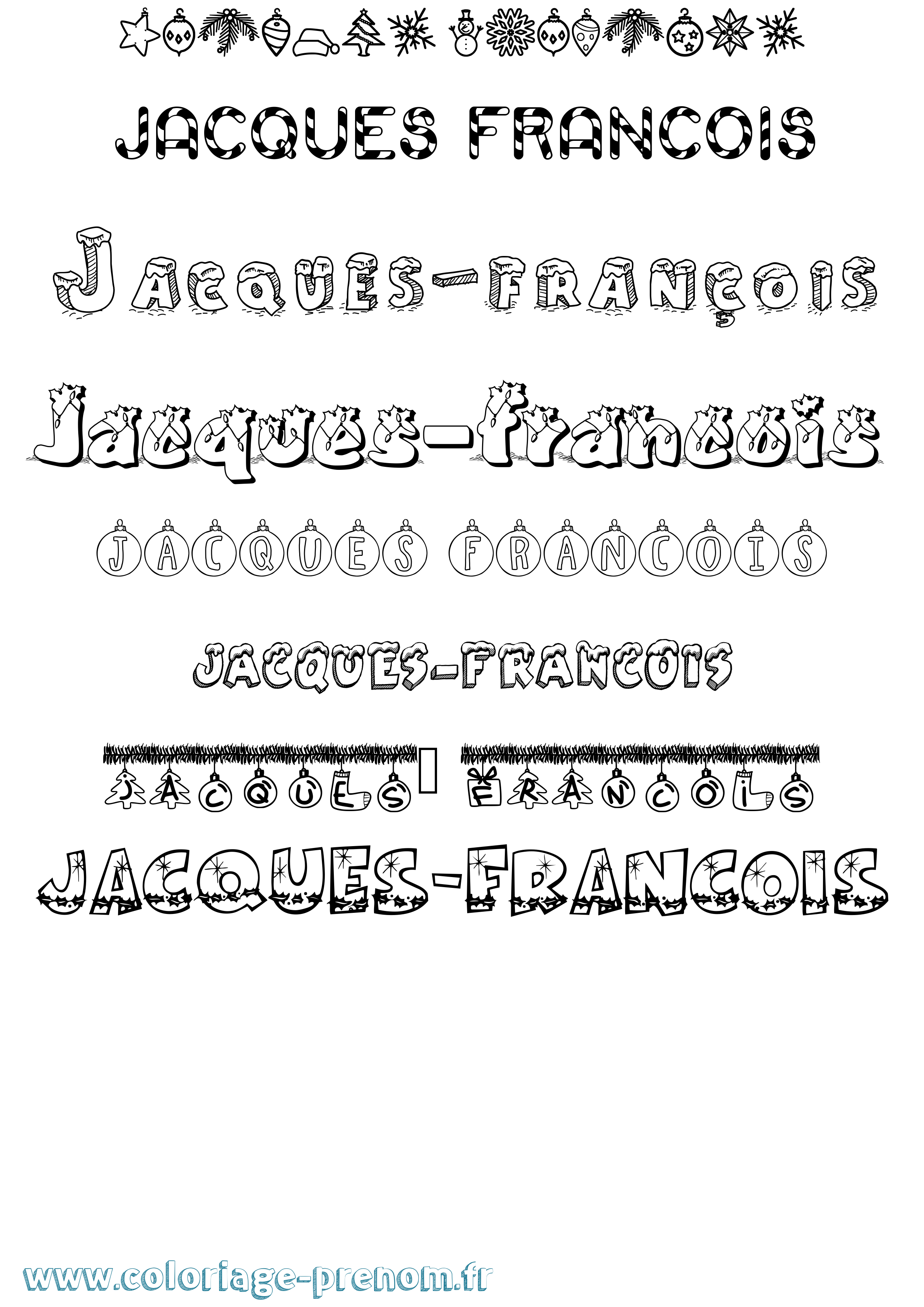 Coloriage Jacques-François Noël Coloriage prénom Jacques-François Noël