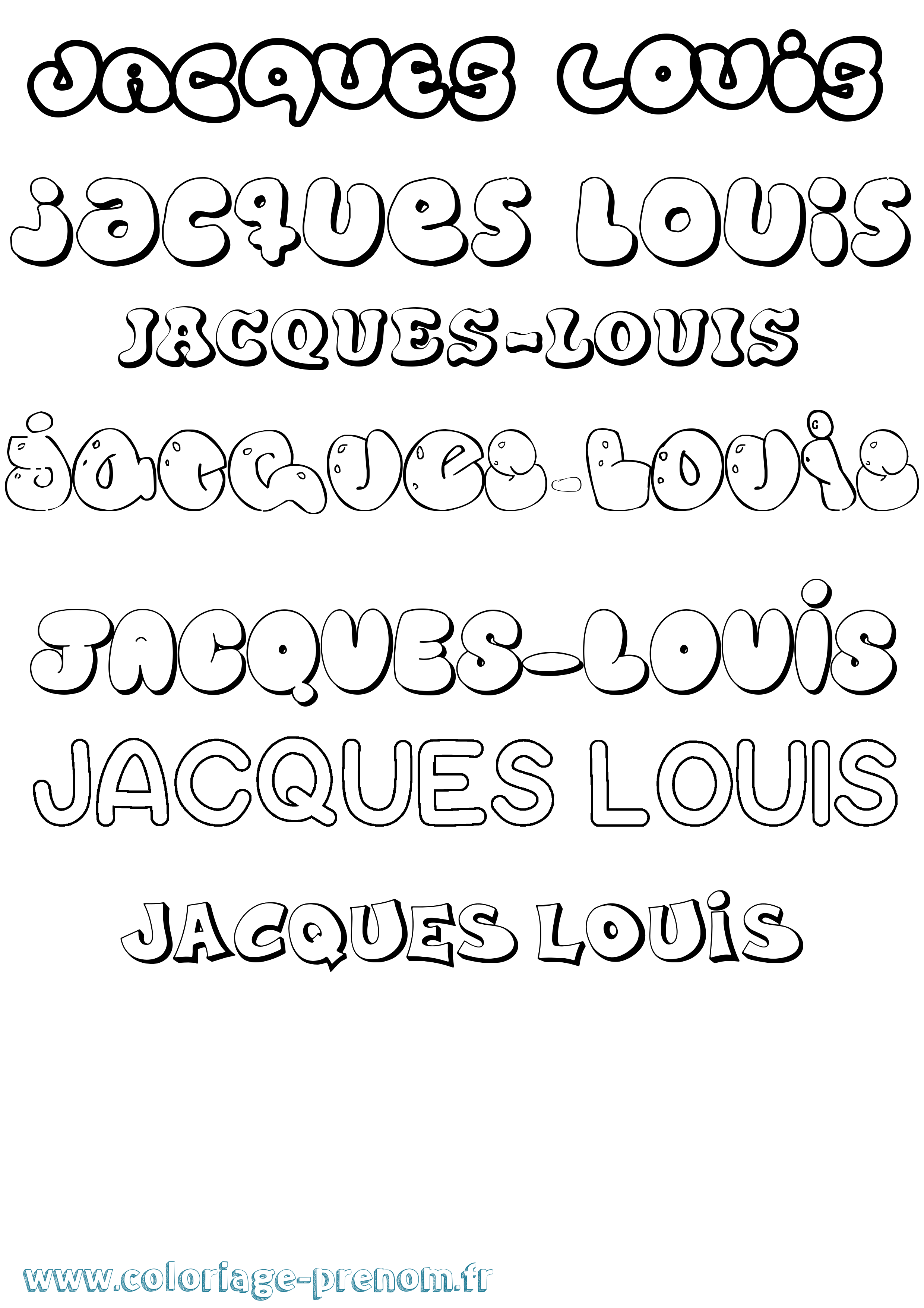 Coloriage Jacques-Louis Bubble Coloriage prénom Jacques-Louis Bubble