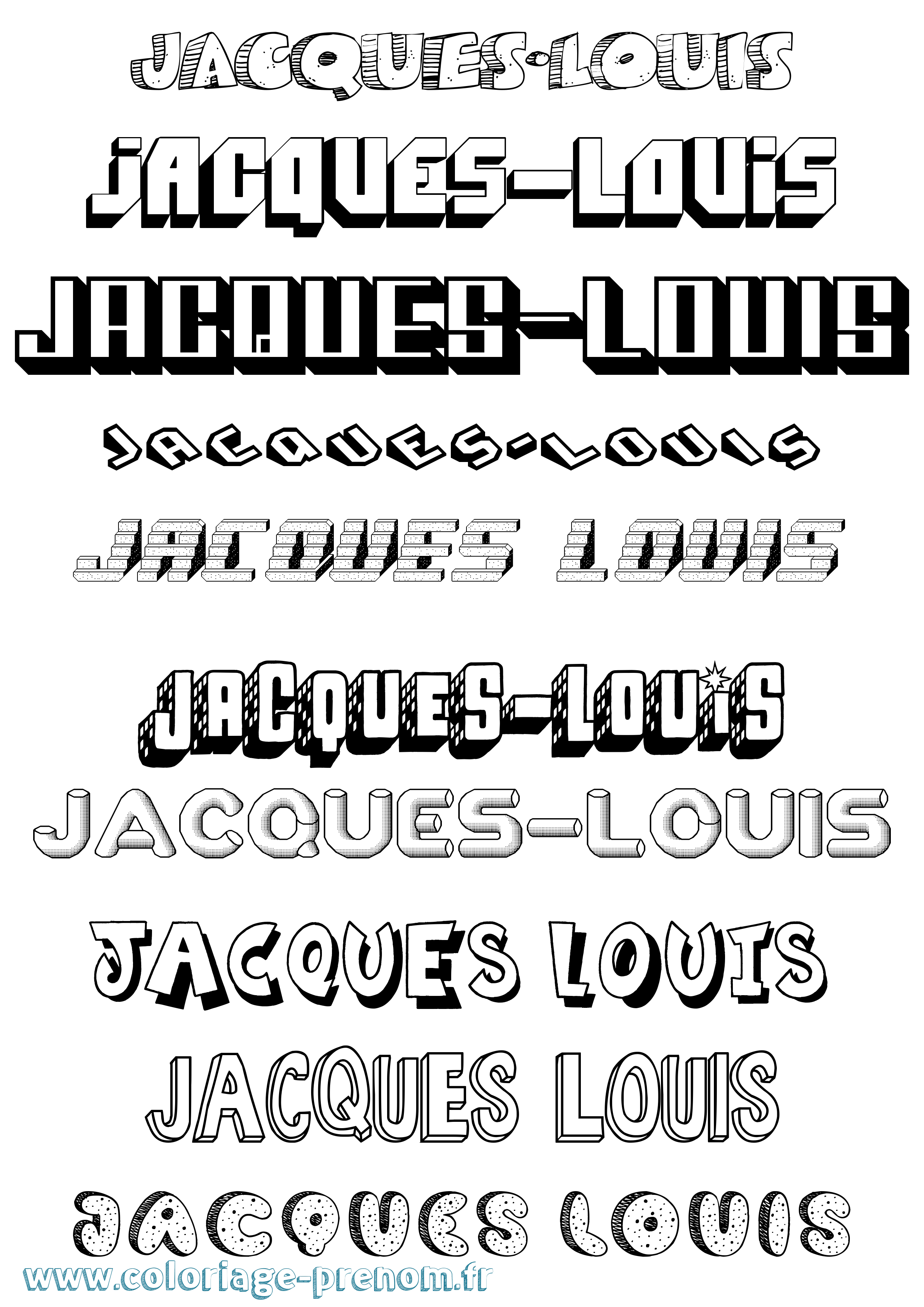 Coloriage Jacques-Louis Effet 3D Coloriage prénom Jacques-Louis Effet 3D