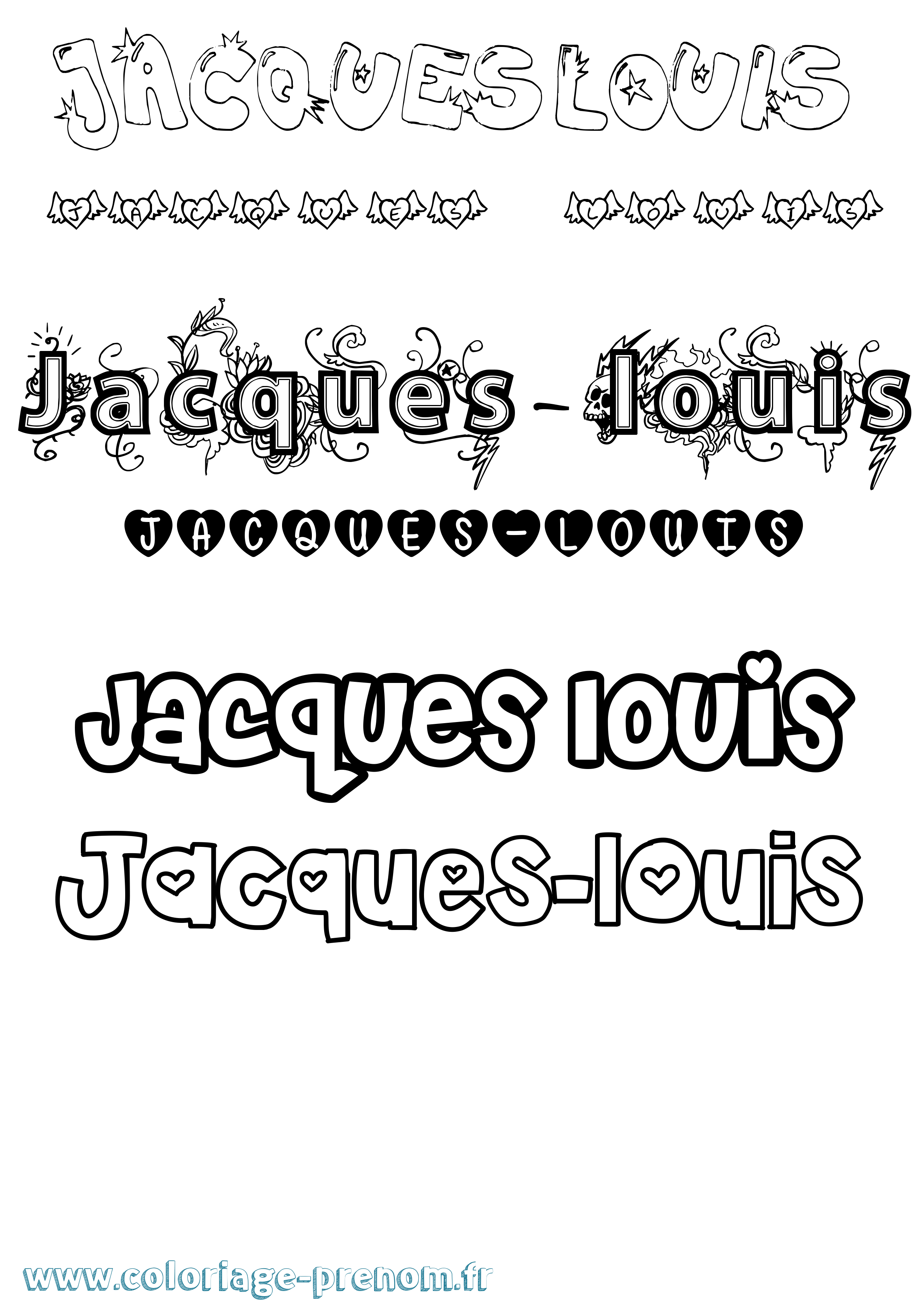 Coloriage Jacques-Louis Girly Coloriage prénom Jacques-Louis Girly