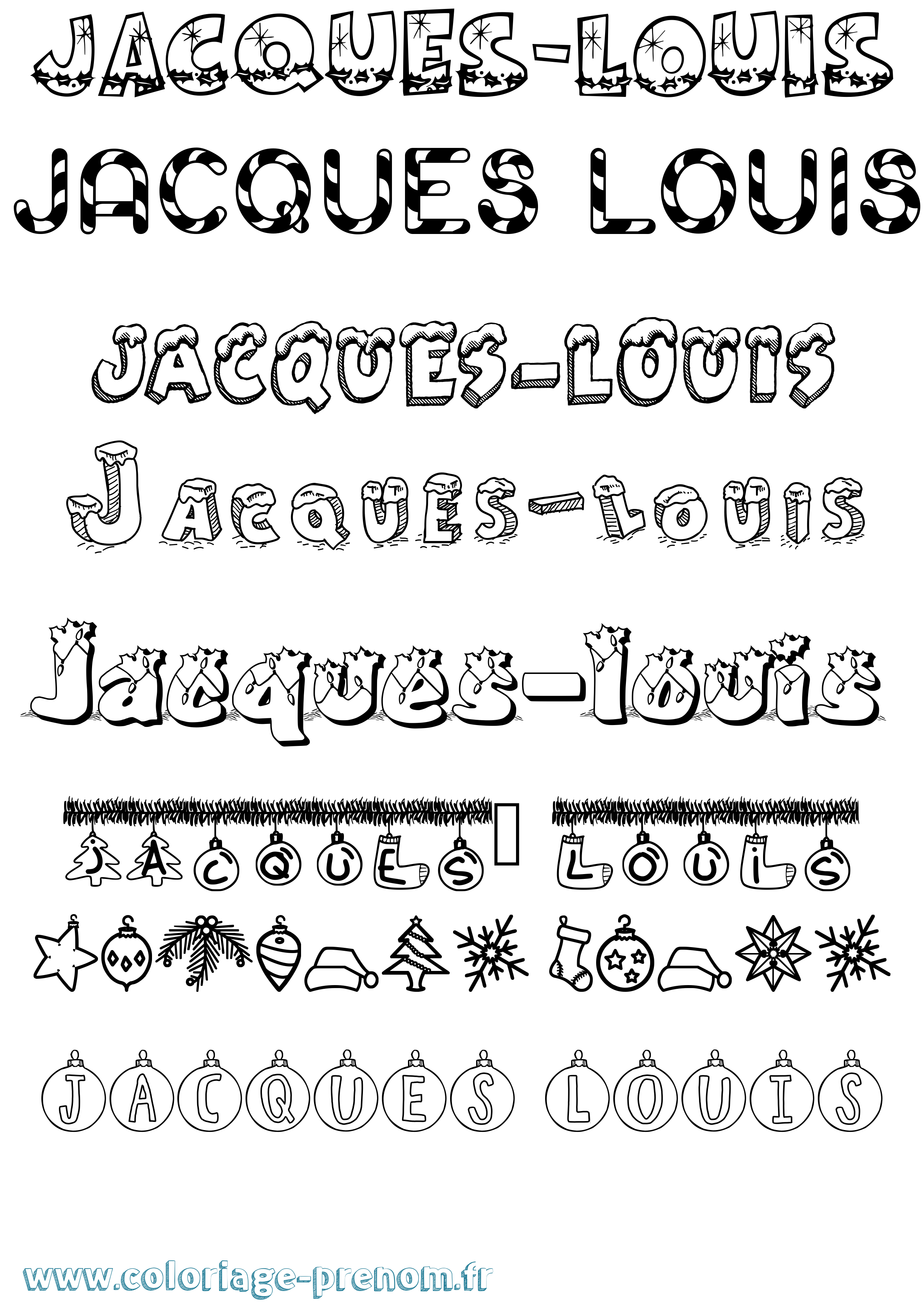 Coloriage Jacques-Louis Noël Coloriage prénom Jacques-Louis Noël