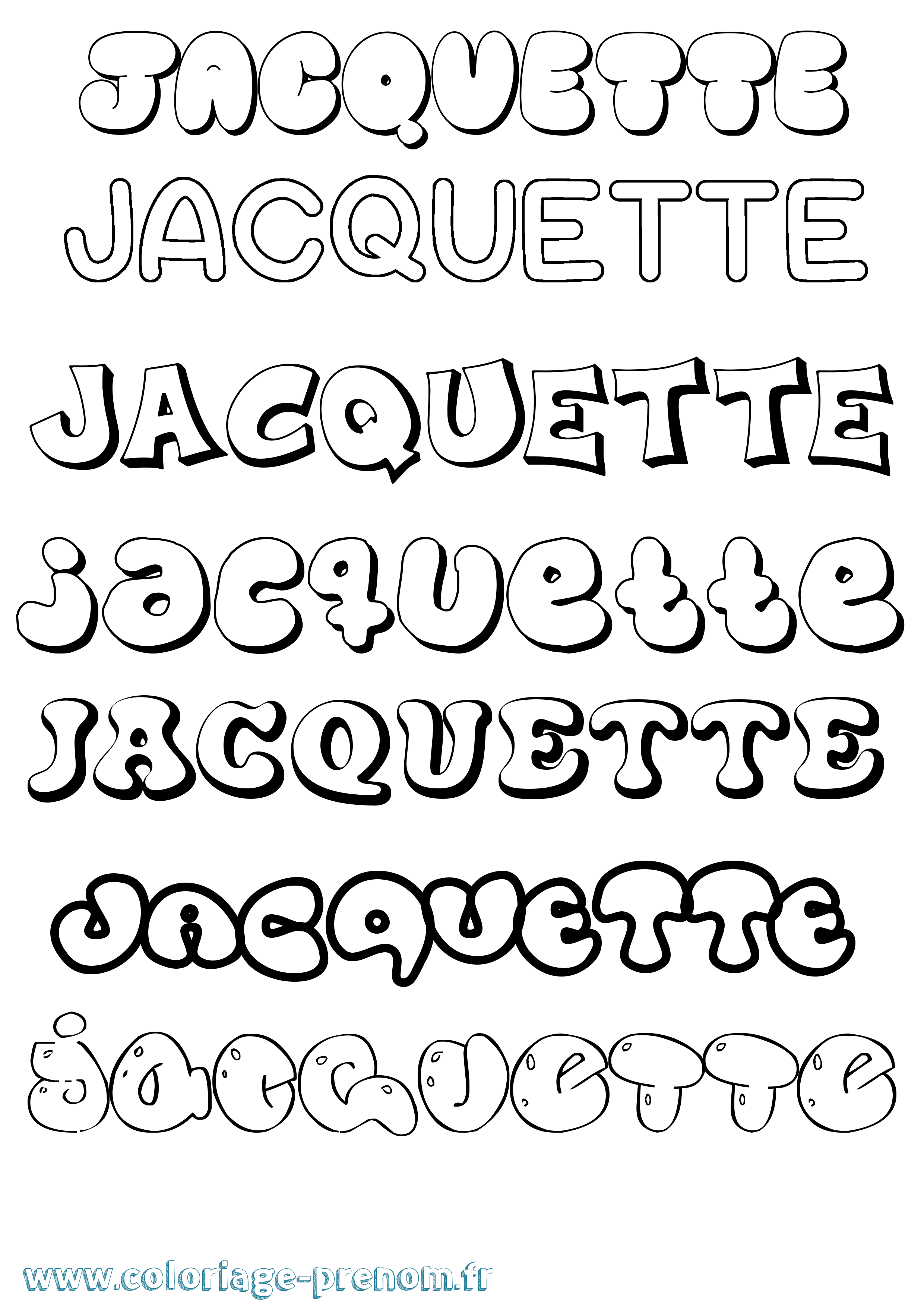 Coloriage Jacquette Bubble Coloriage prénom Jacquette Bubble