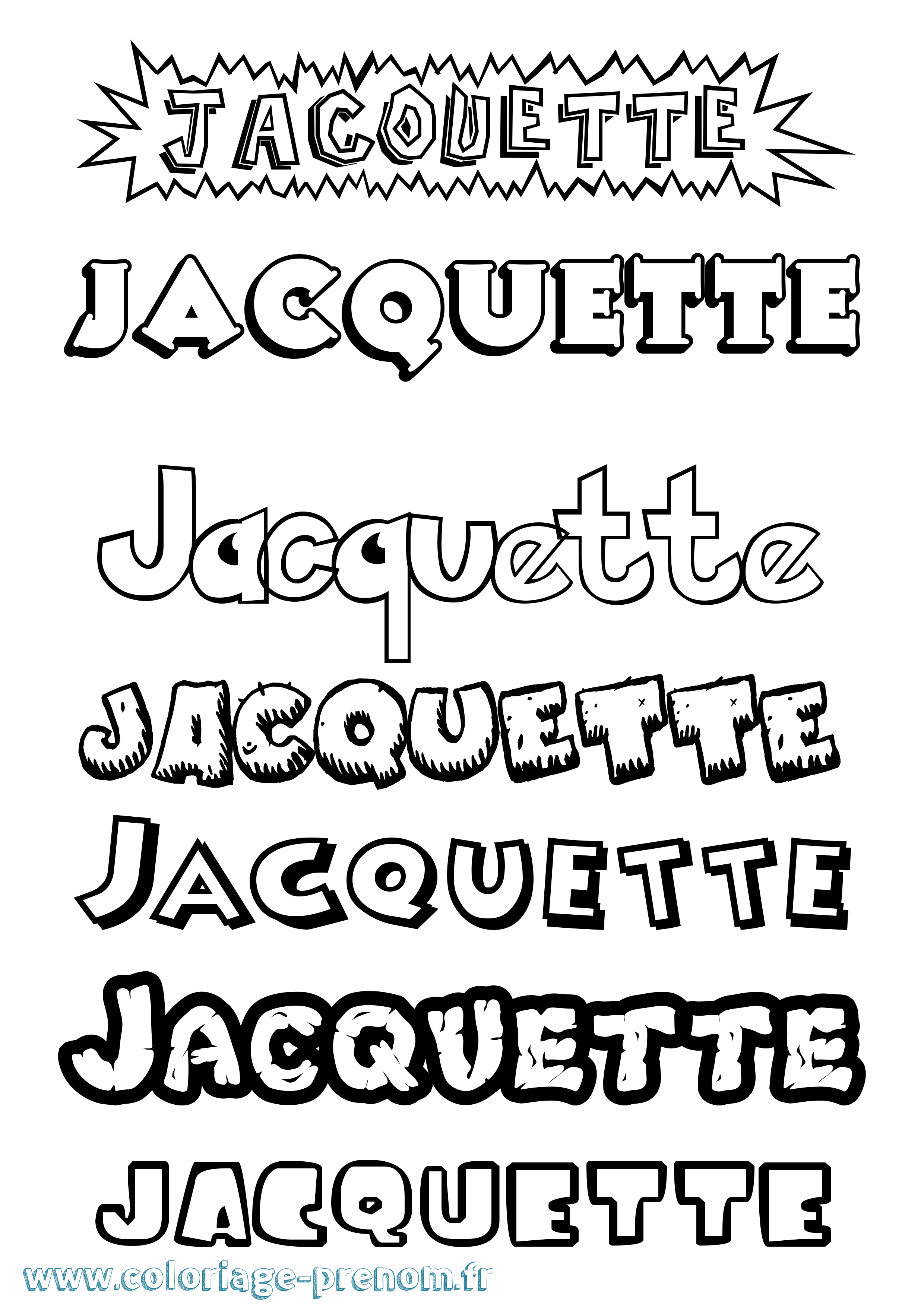 Coloriage Jacquette Dessin Animé Coloriage prénom Jacquette Dessin Animé