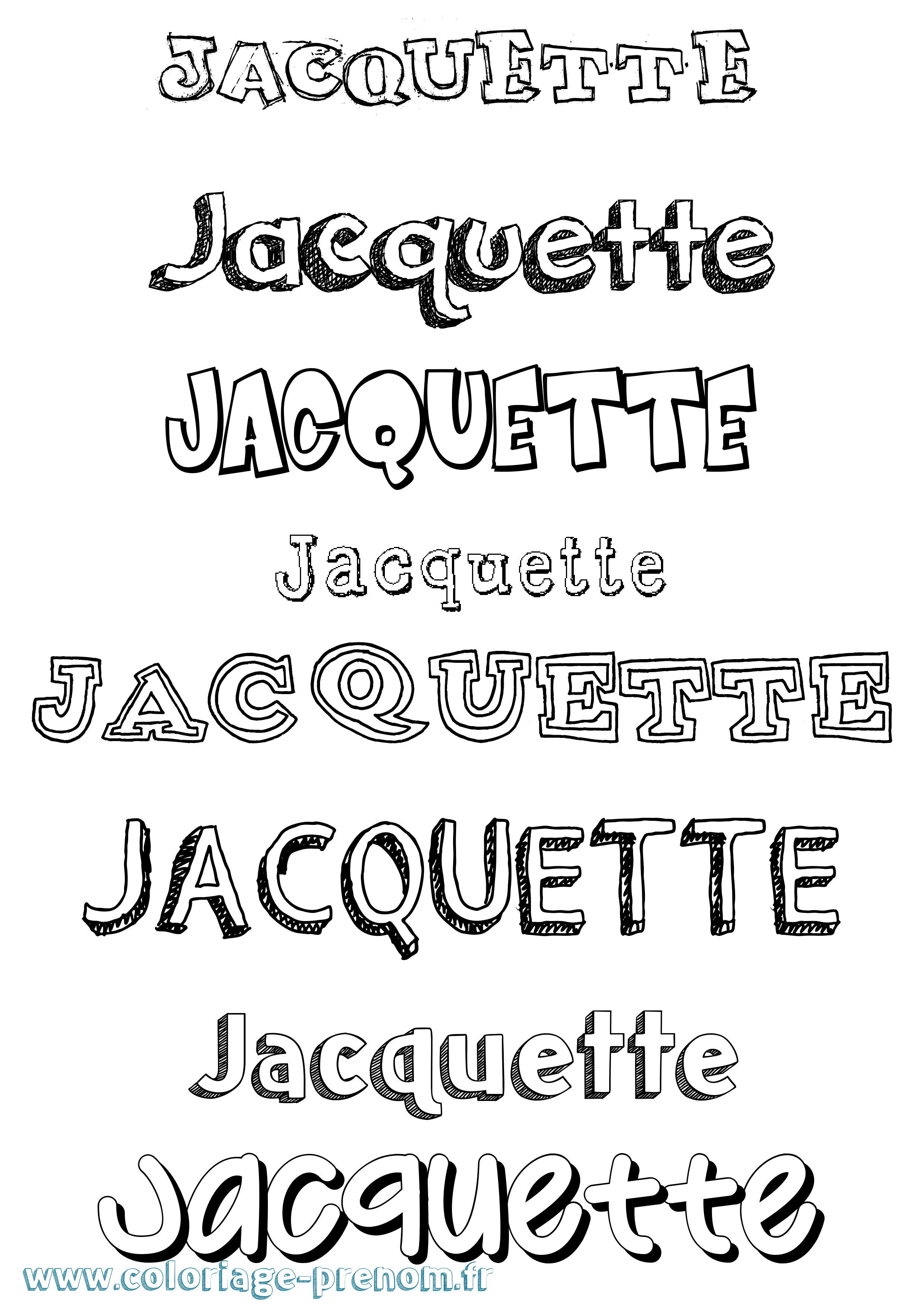 Coloriage Jacquette Dessiné Coloriage prénom Jacquette Dessiné