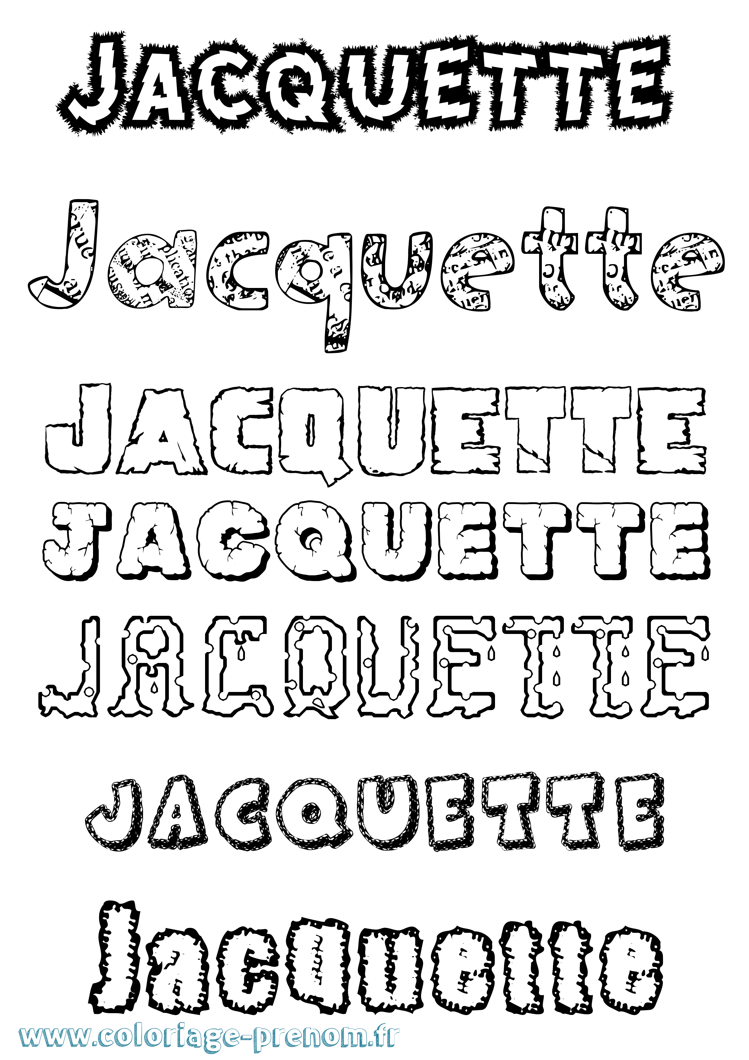 Coloriage Jacquette Destructuré Coloriage prénom Jacquette Destructuré