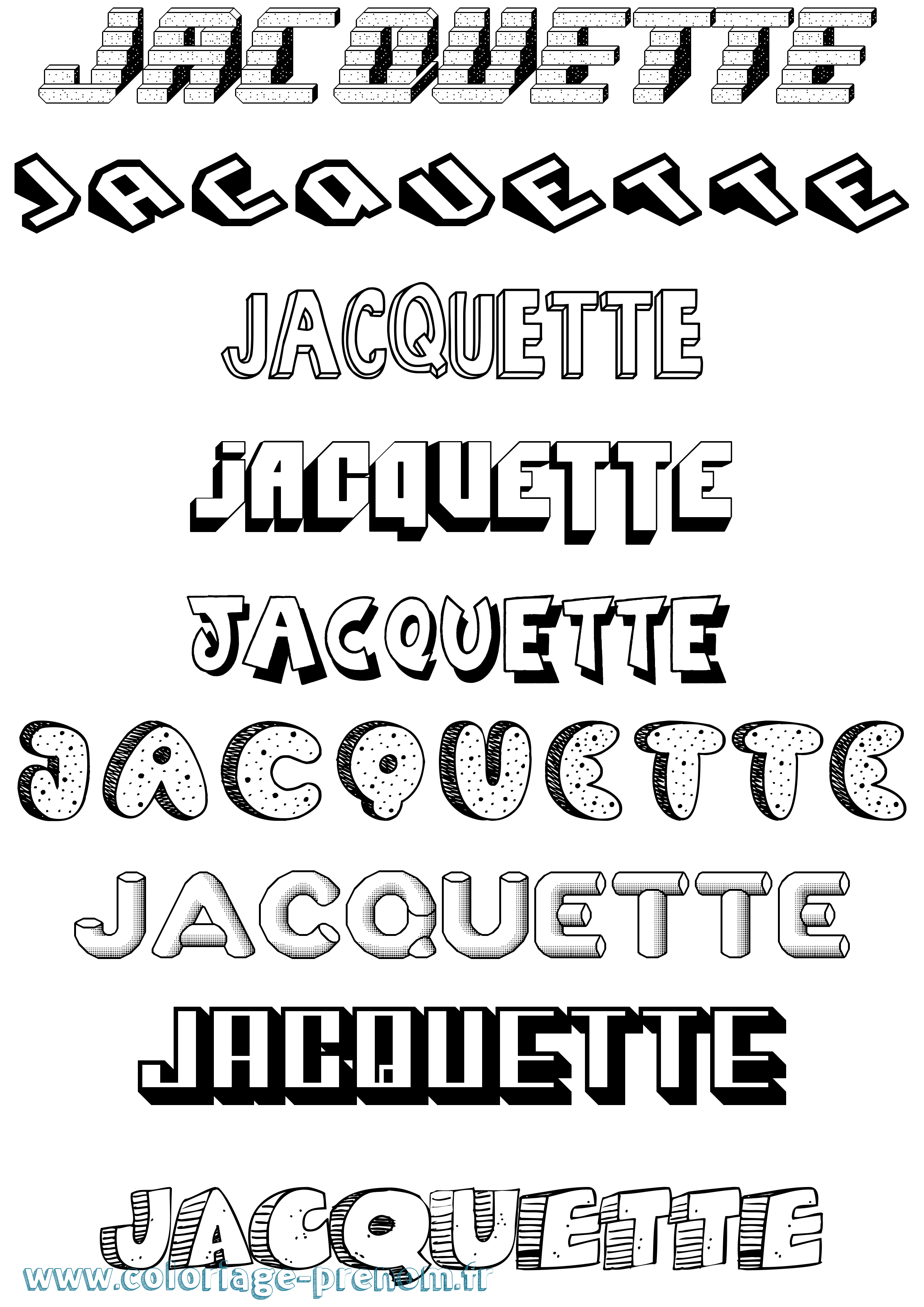 Coloriage Jacquette Effet 3D Coloriage prénom Jacquette Effet 3D