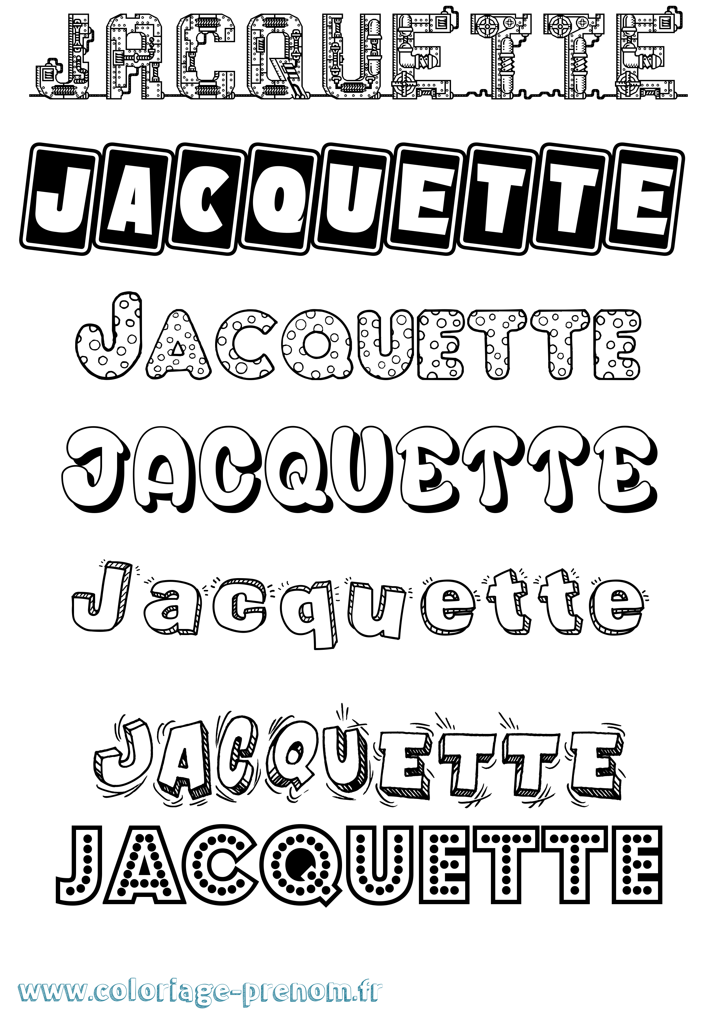 Coloriage Jacquette Fun Coloriage prénom Jacquette Fun