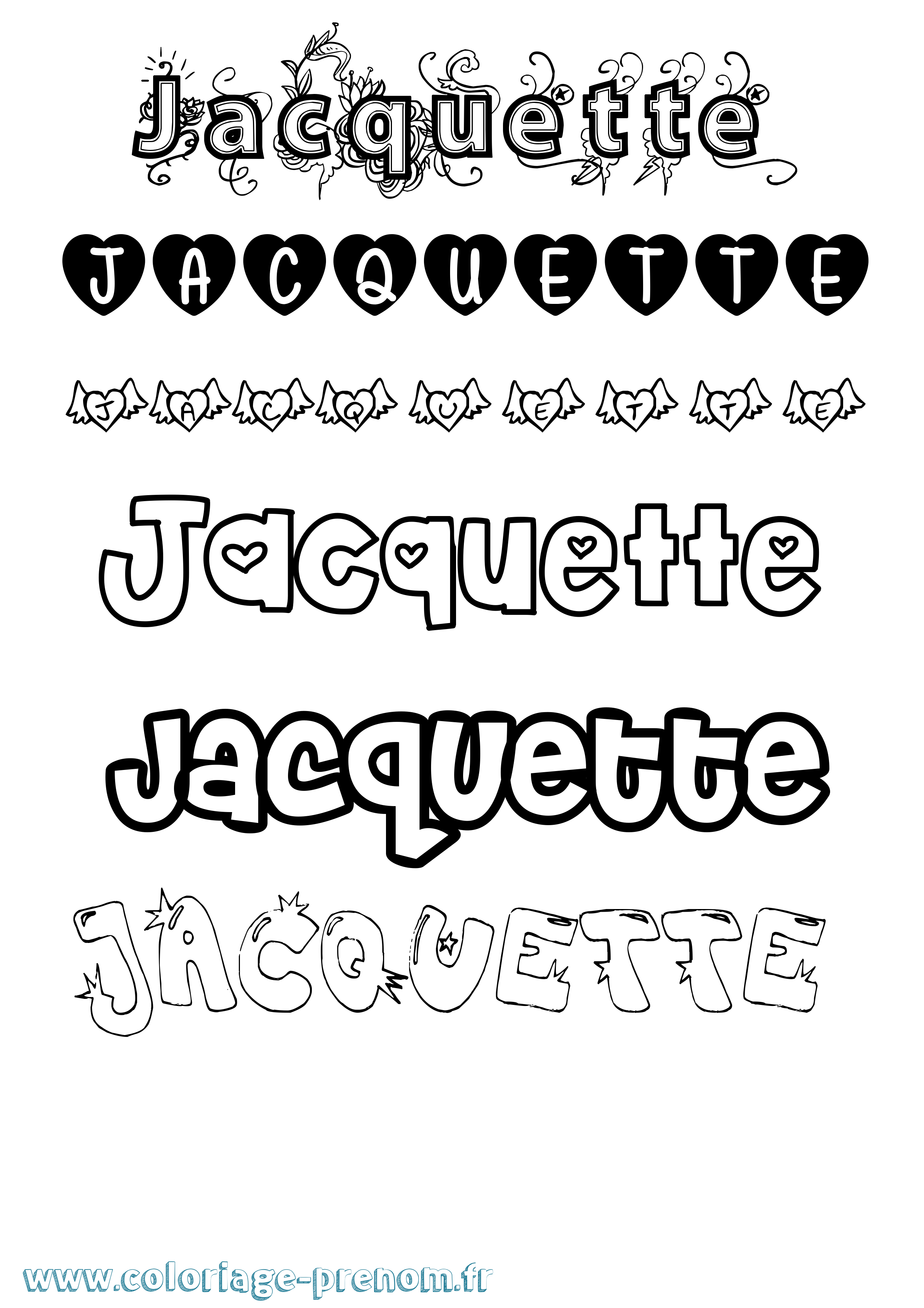Coloriage prénom Jacquette Girly