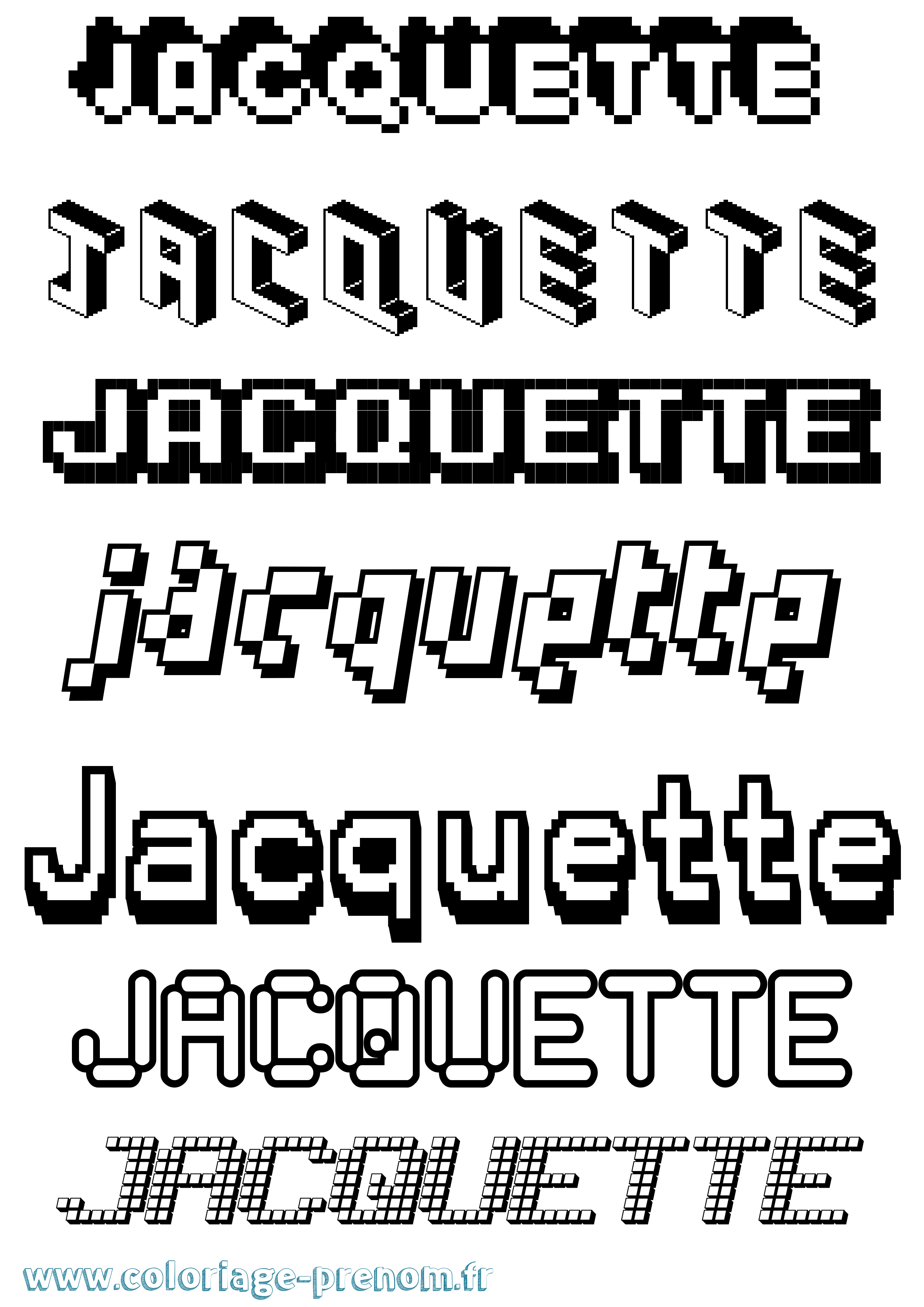 Coloriage prénom Jacquette Pixel