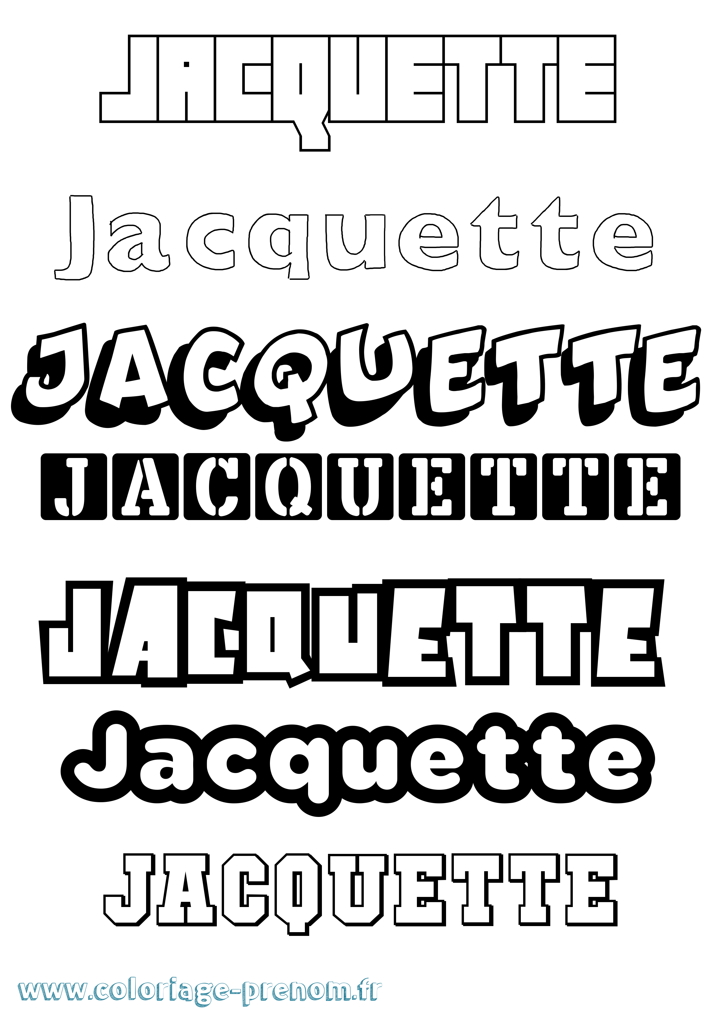 Coloriage Jacquette Simple Coloriage prénom Jacquette Simple