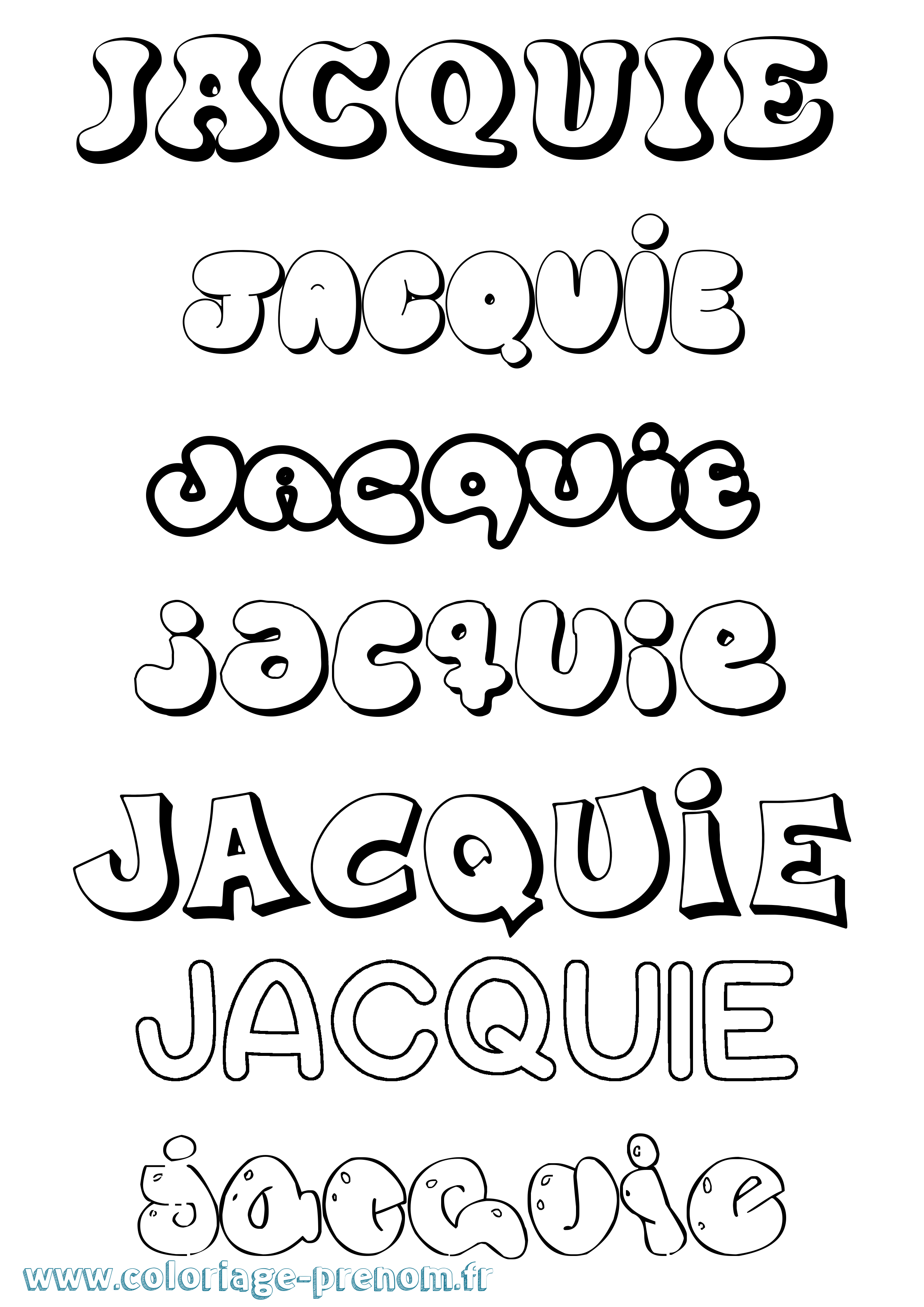 Coloriage prénom Jacquie Bubble