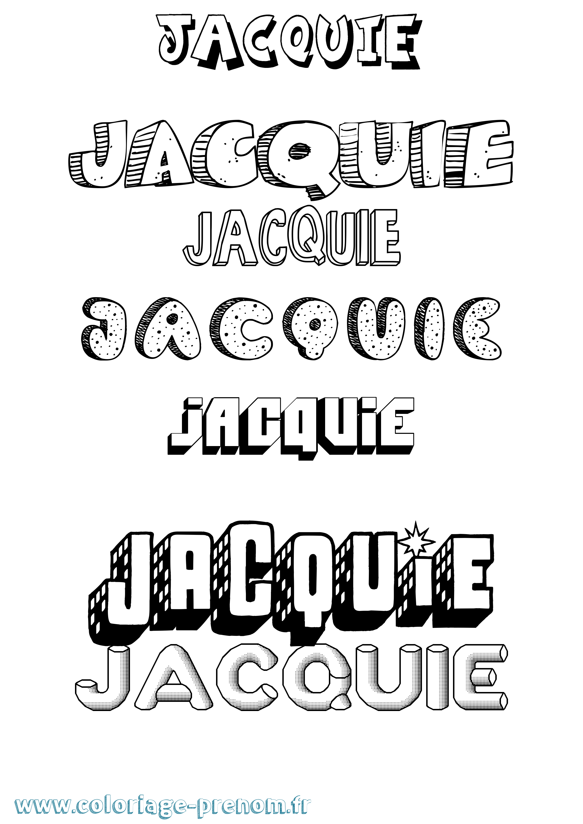 Coloriage prénom Jacquie Effet 3D