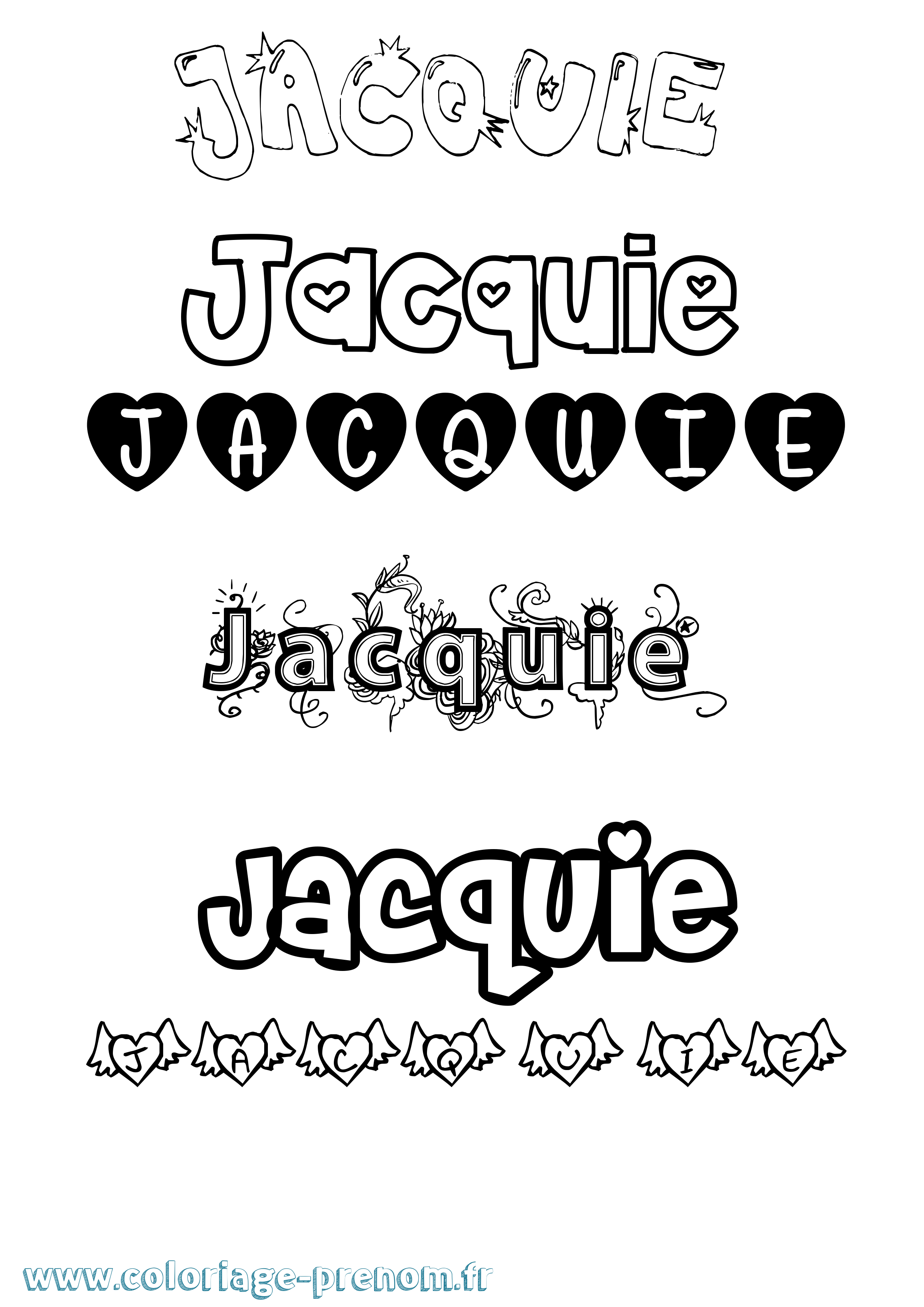 Coloriage prénom Jacquie Girly
