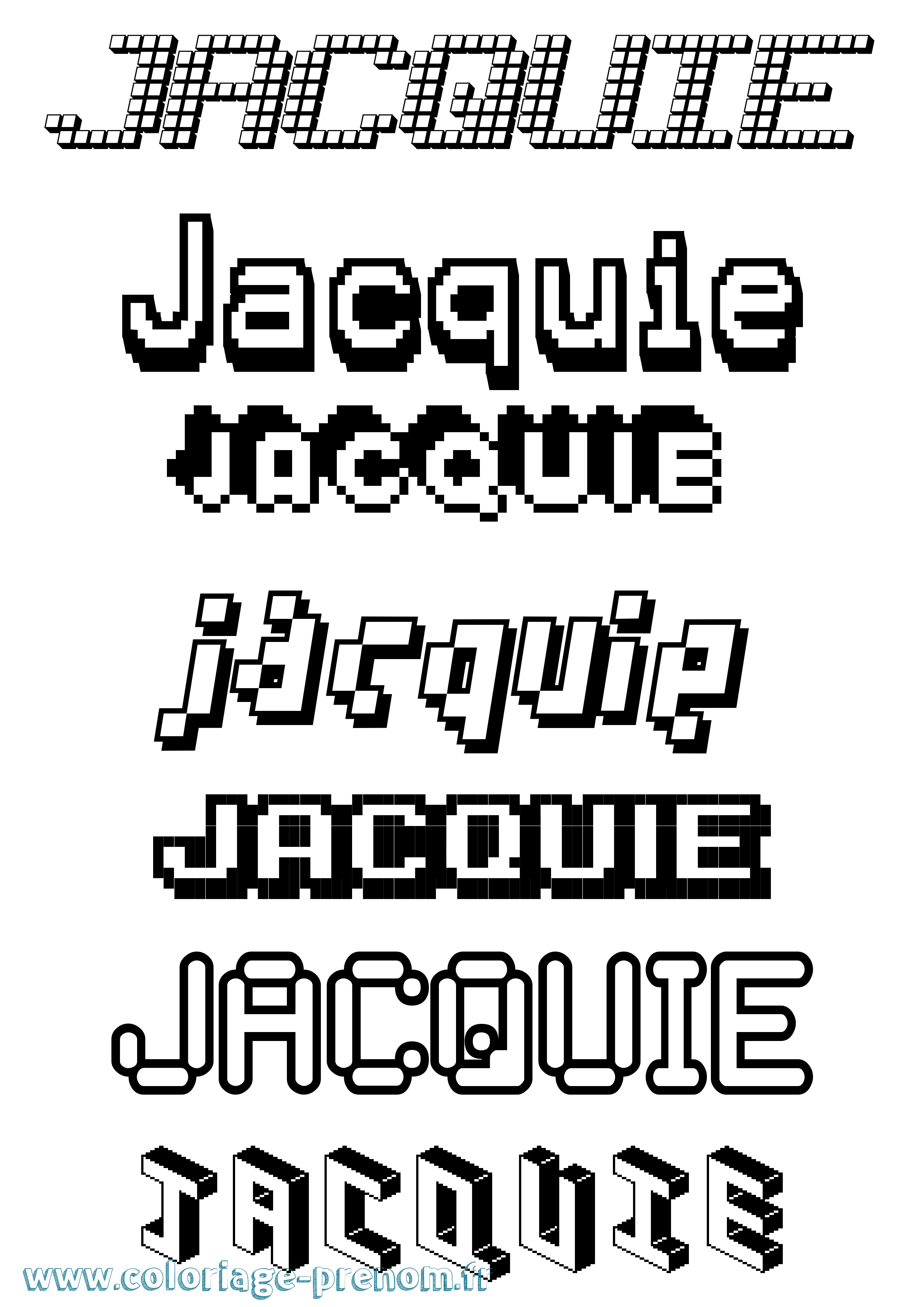 Coloriage prénom Jacquie Pixel