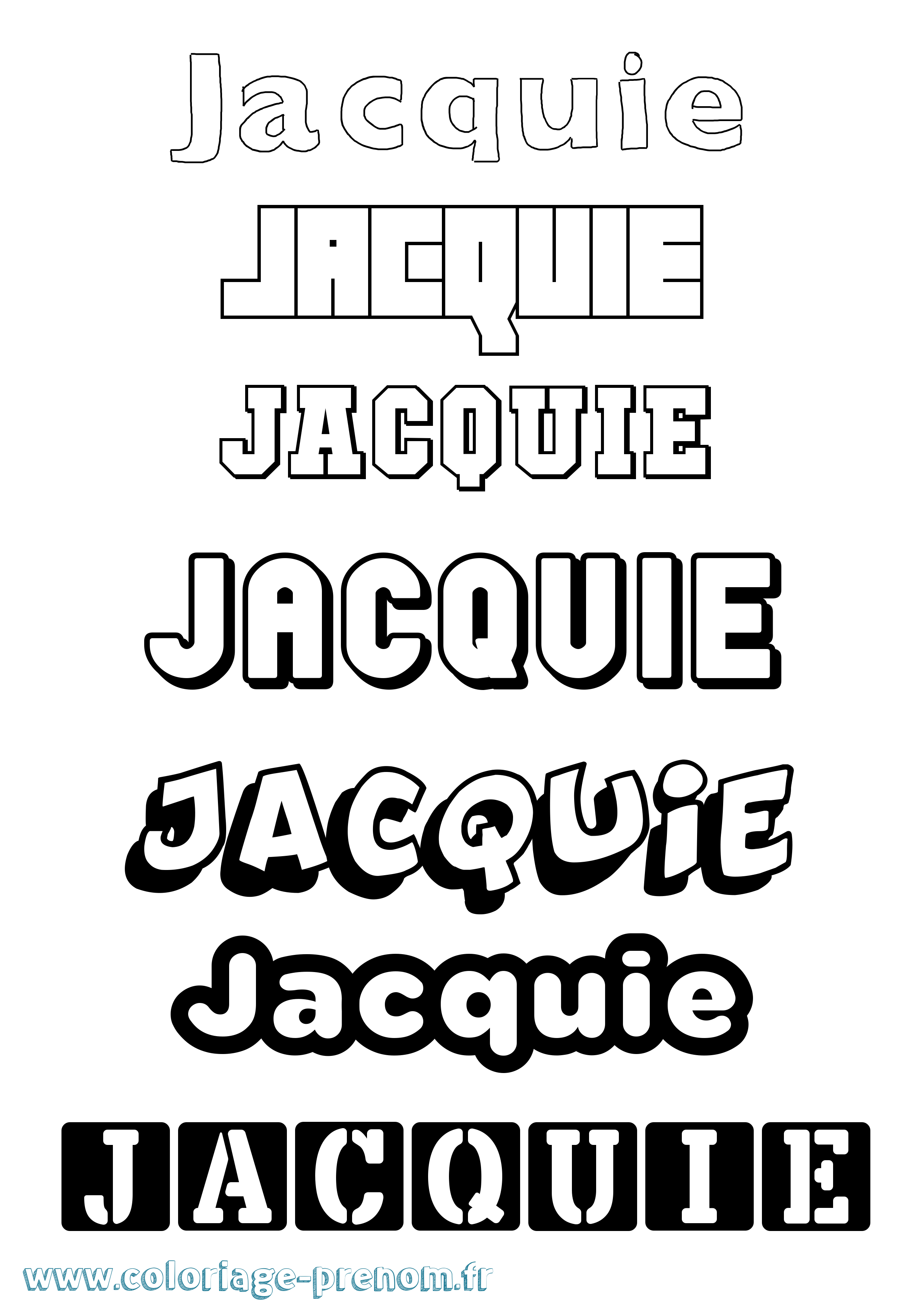 Coloriage prénom Jacquie Simple