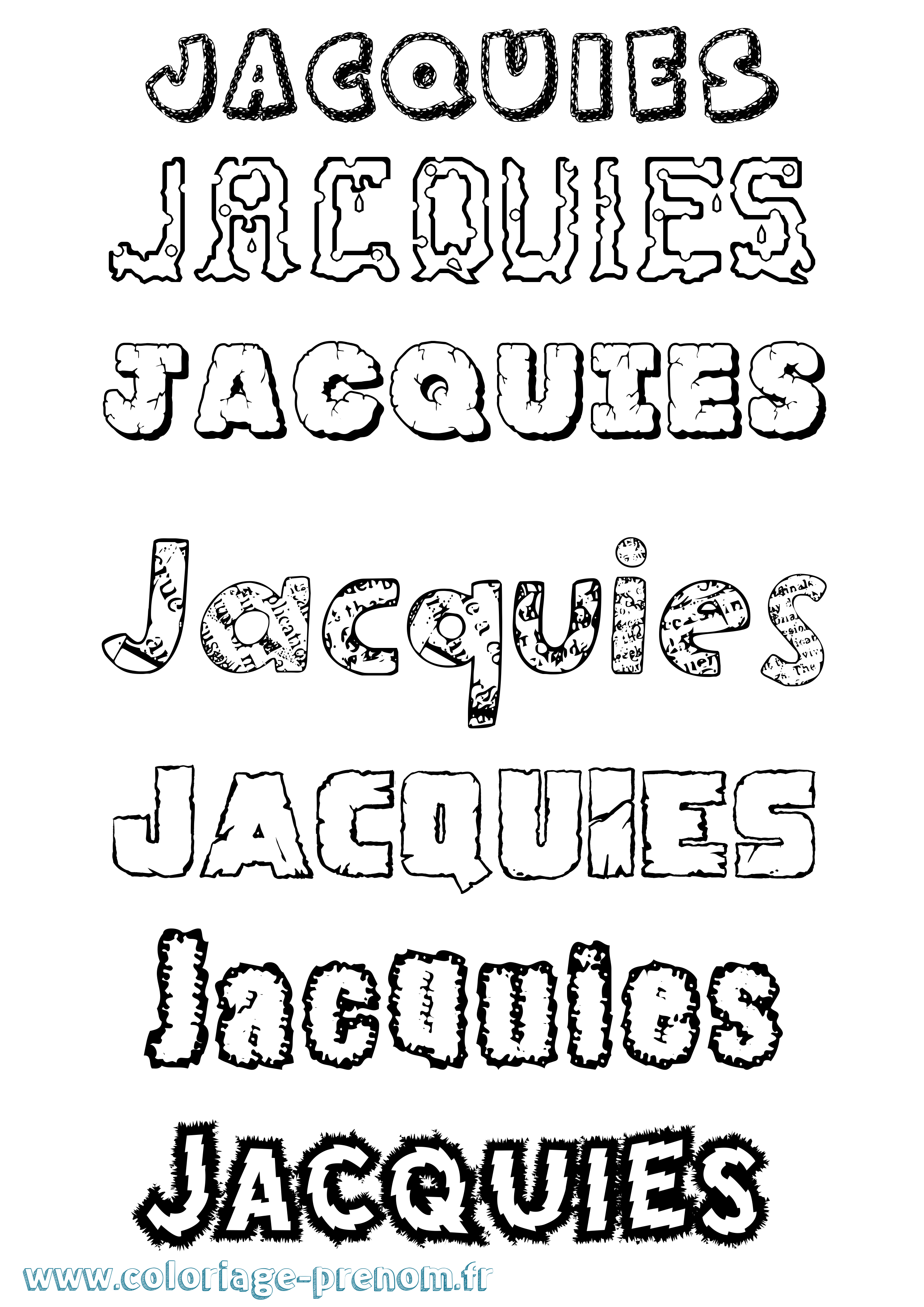 Coloriage prénom Jacquies Destructuré