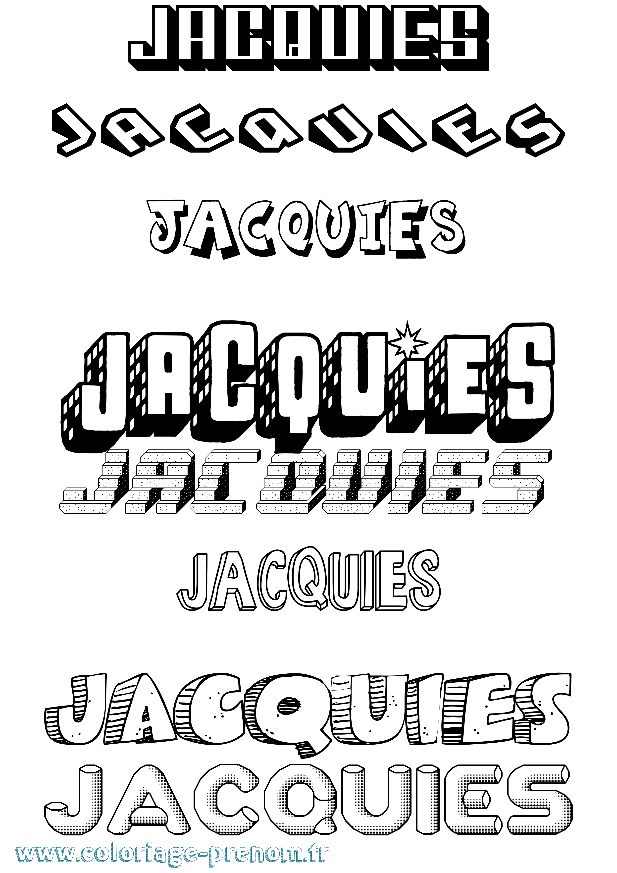 Coloriage prénom Jacquies Effet 3D