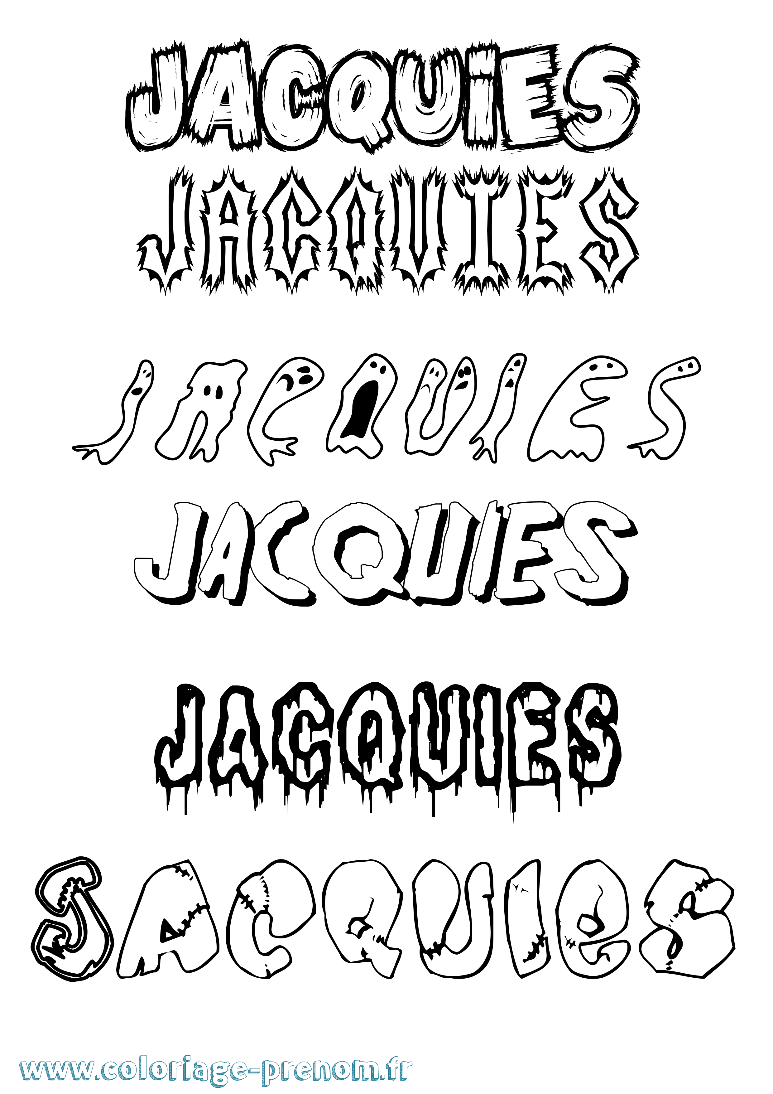 Coloriage prénom Jacquies Frisson