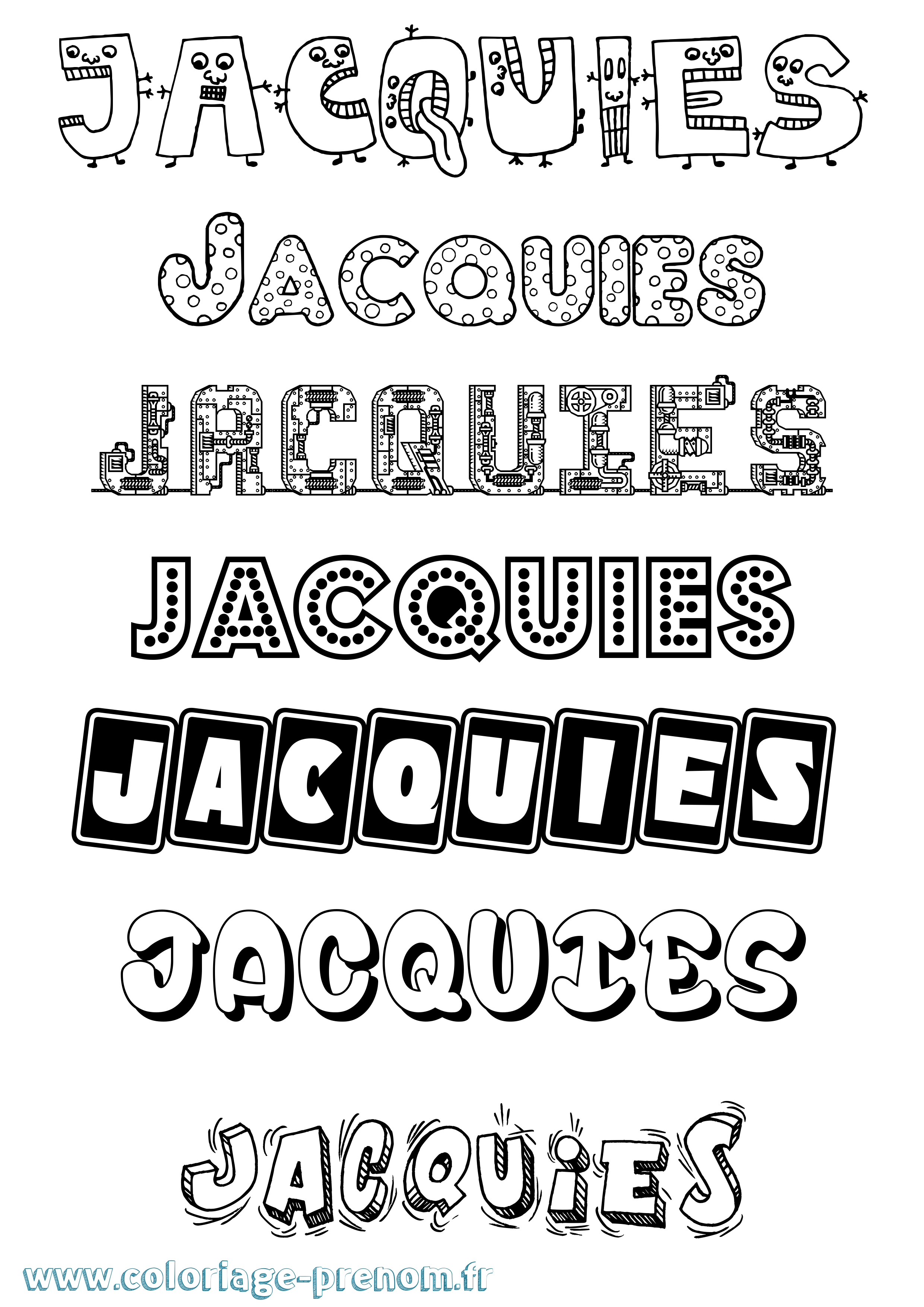 Coloriage prénom Jacquies Fun