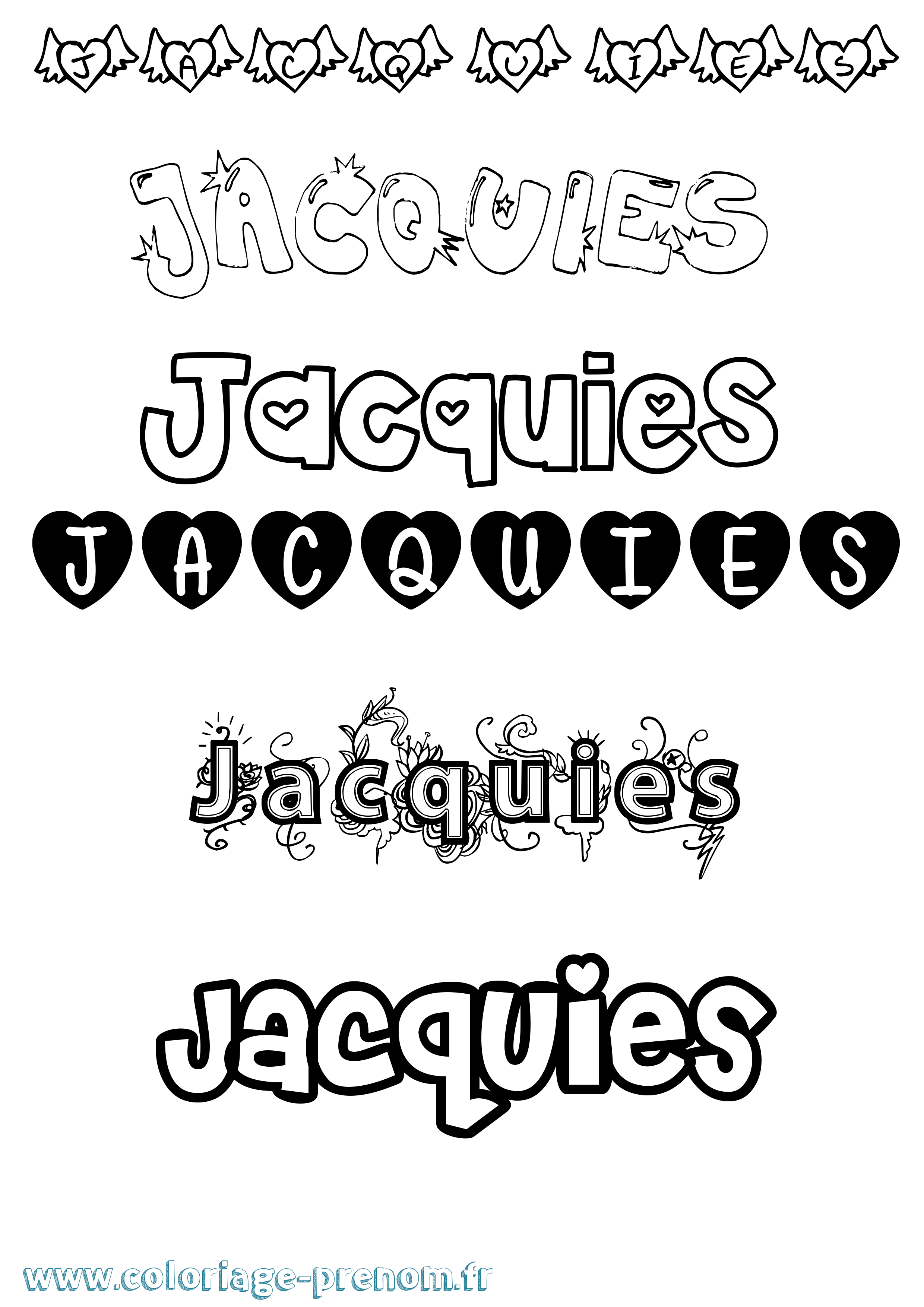Coloriage prénom Jacquies Girly