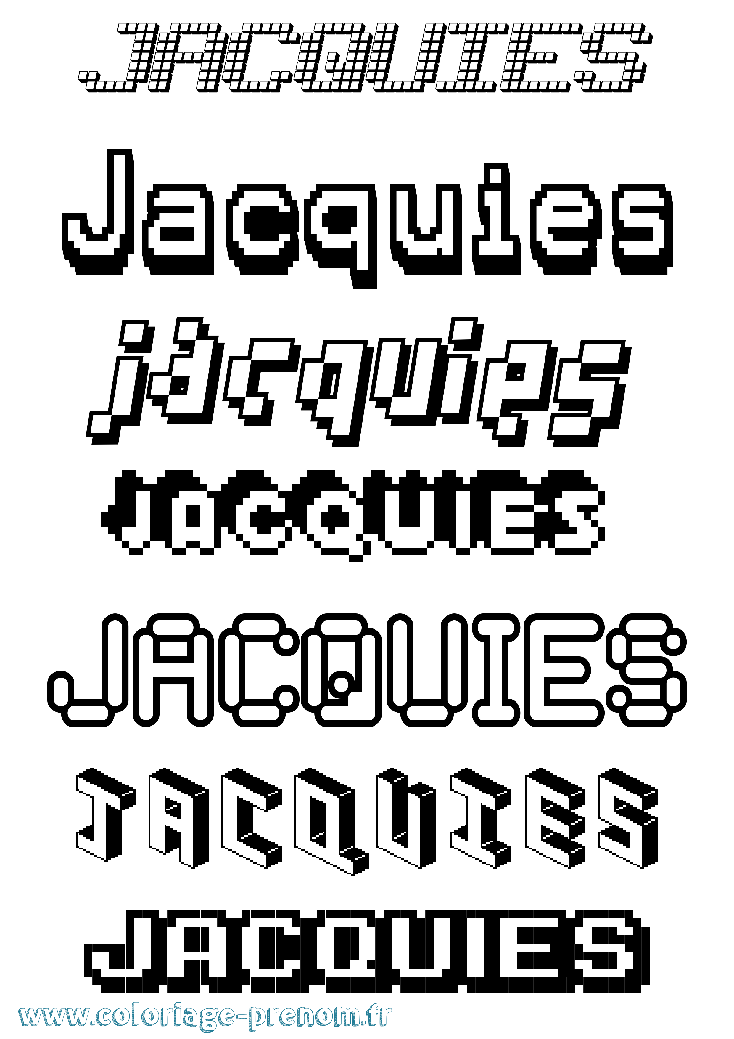 Coloriage prénom Jacquies Pixel