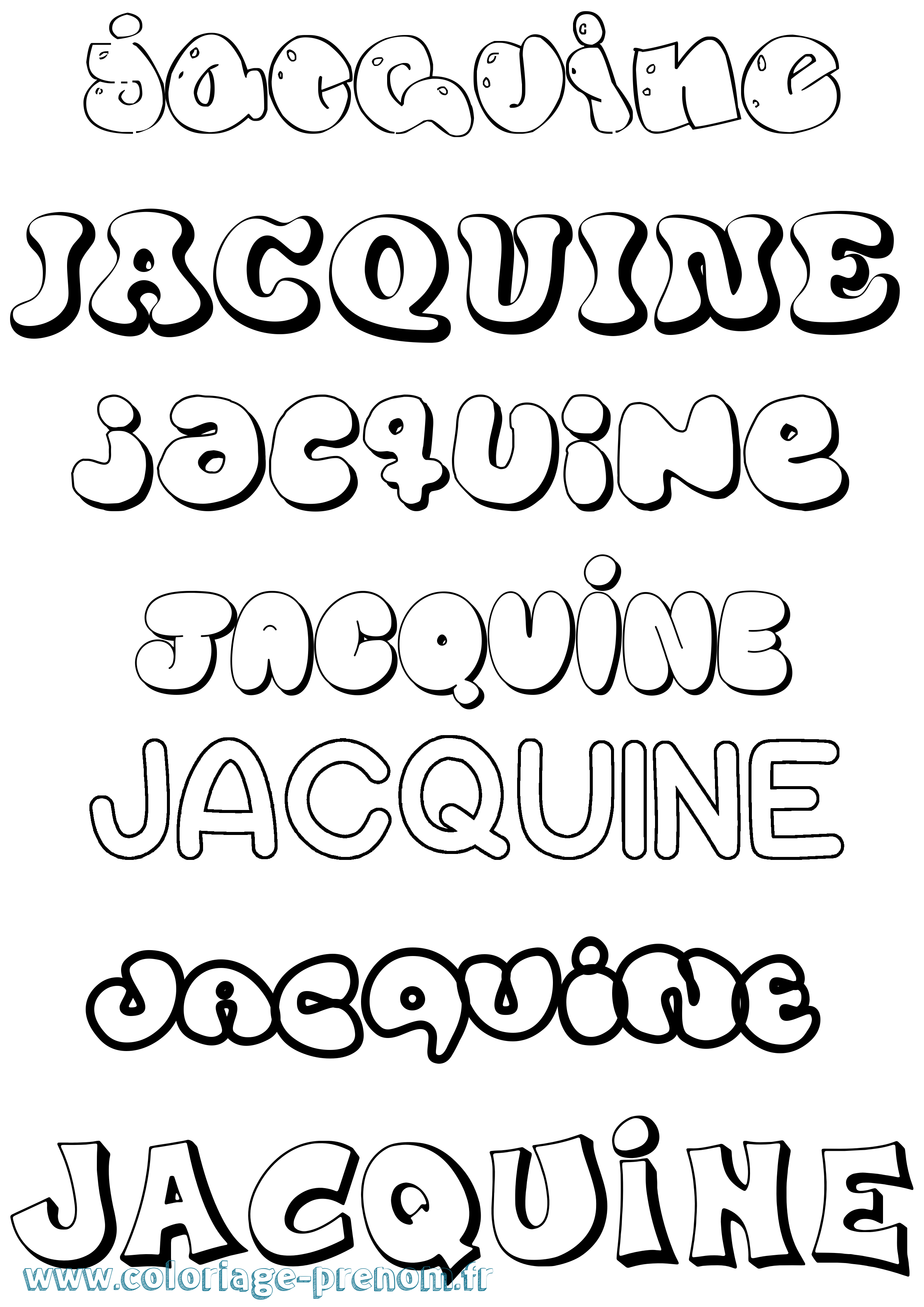 Coloriage Jacquine Bubble Coloriage prénom Jacquine Bubble