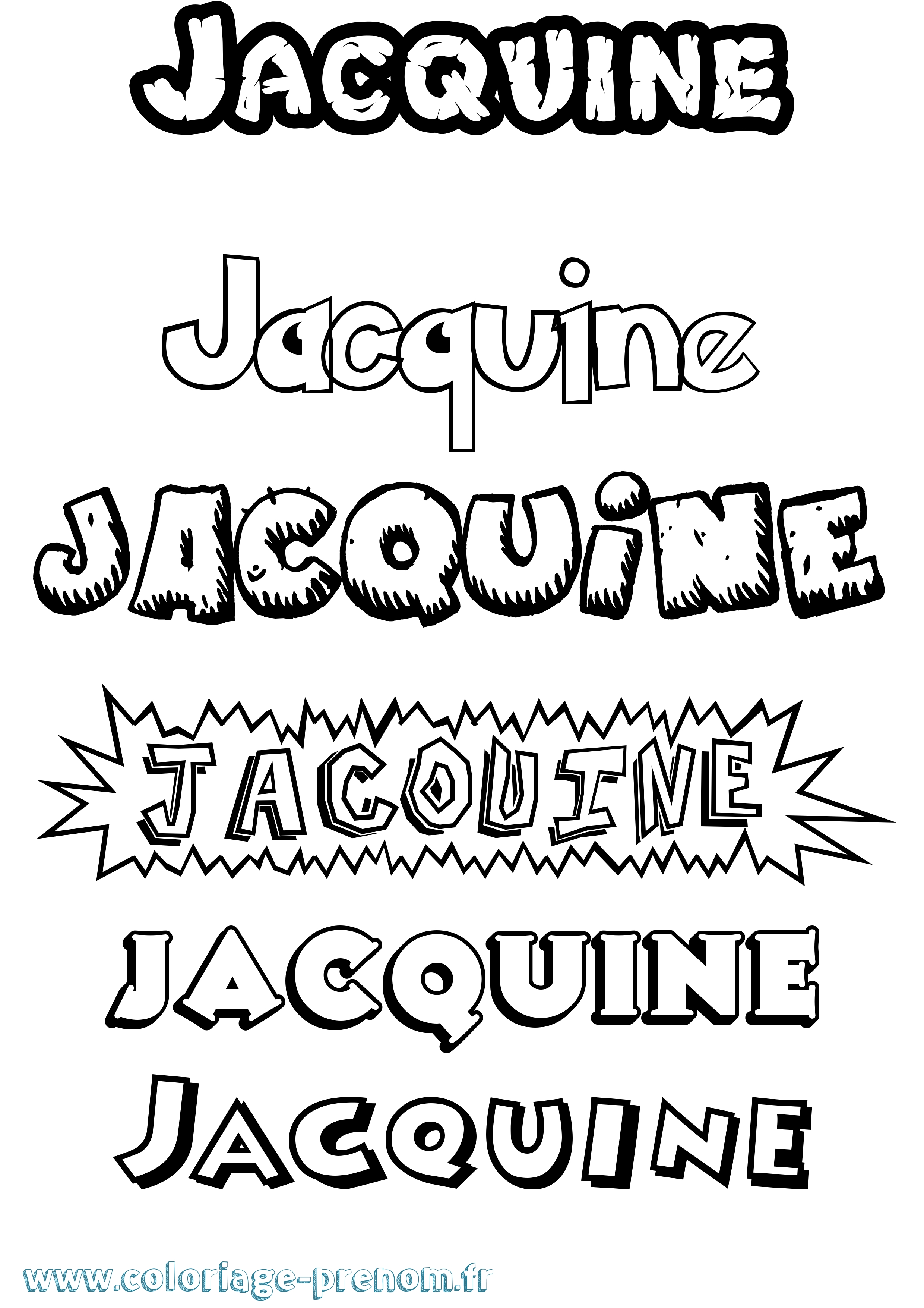 Coloriage Jacquine Dessin Animé Coloriage prénom Jacquine Dessin Animé