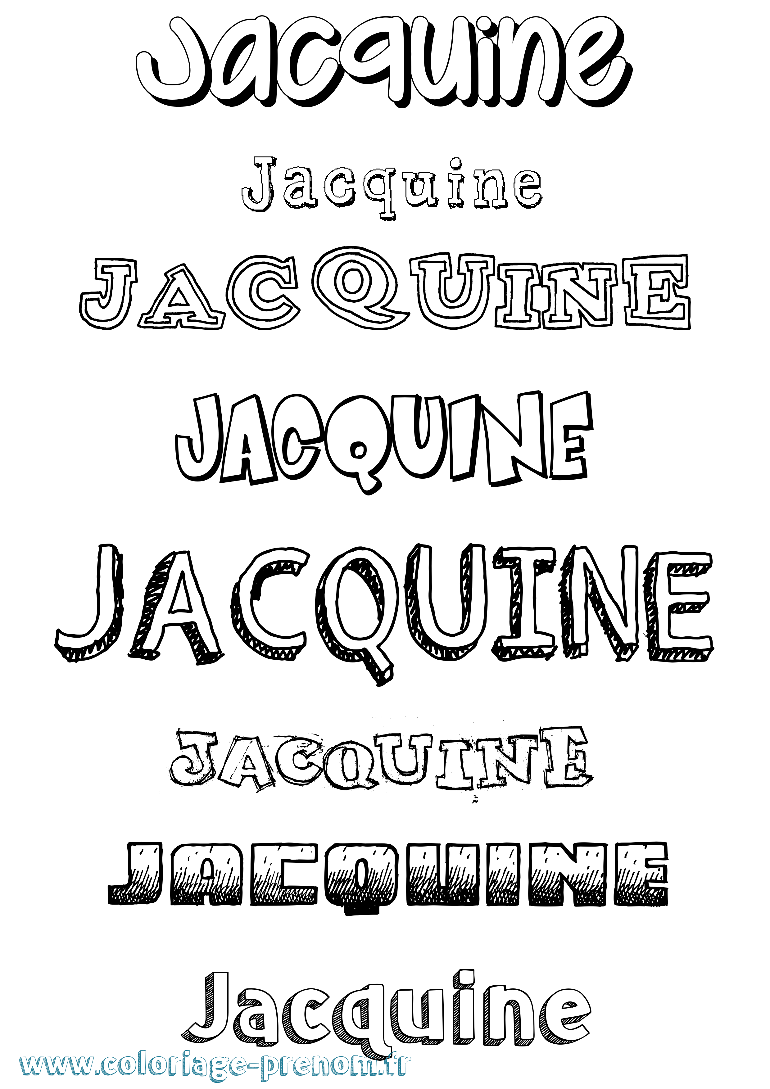 Coloriage Jacquine Dessiné Coloriage prénom Jacquine Dessiné