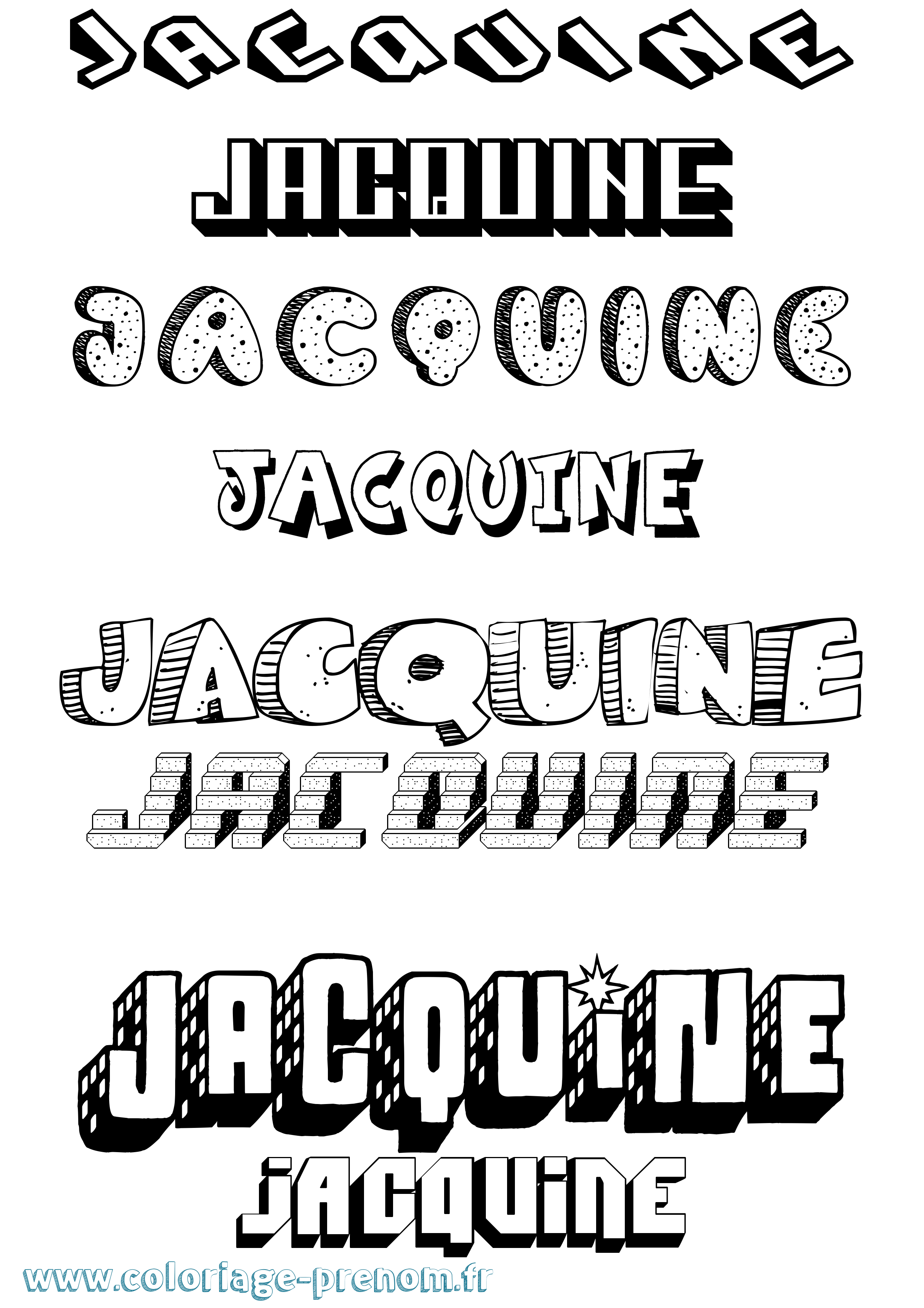 Coloriage Jacquine Effet 3D Coloriage prénom Jacquine Effet 3D