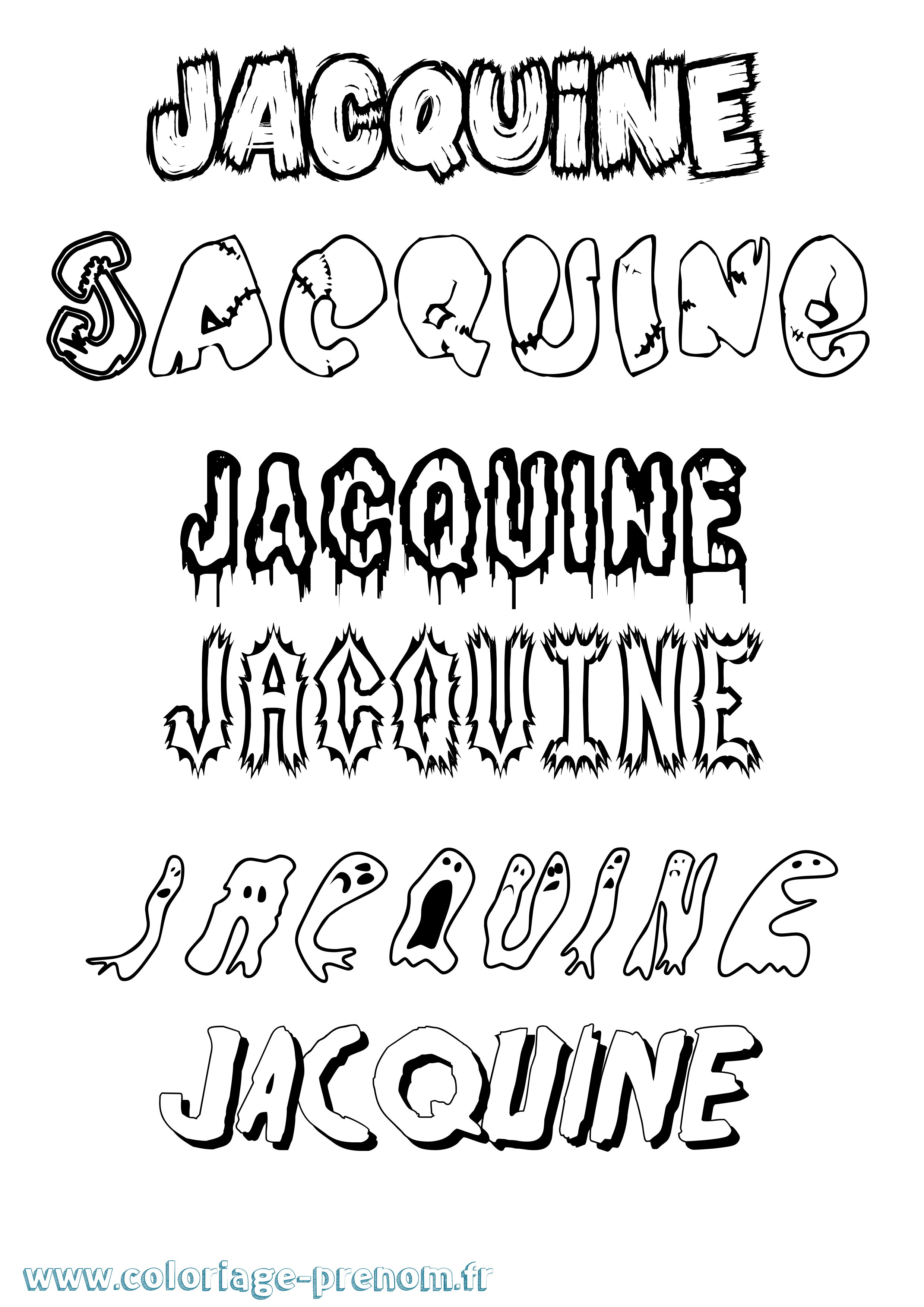 Coloriage Jacquine Frisson Coloriage prénom Jacquine Frisson