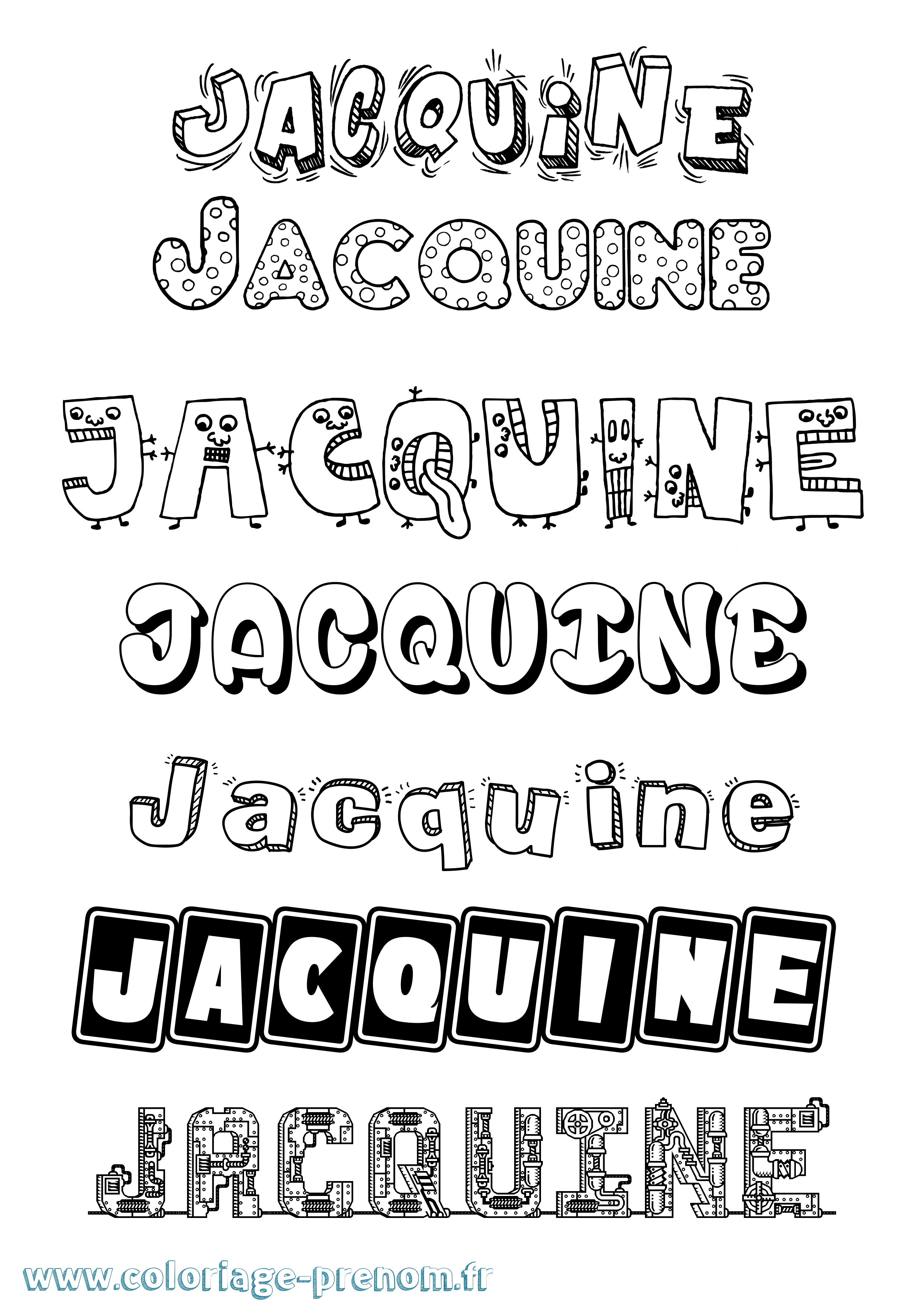 Coloriage Jacquine Fun Coloriage prénom Jacquine Fun