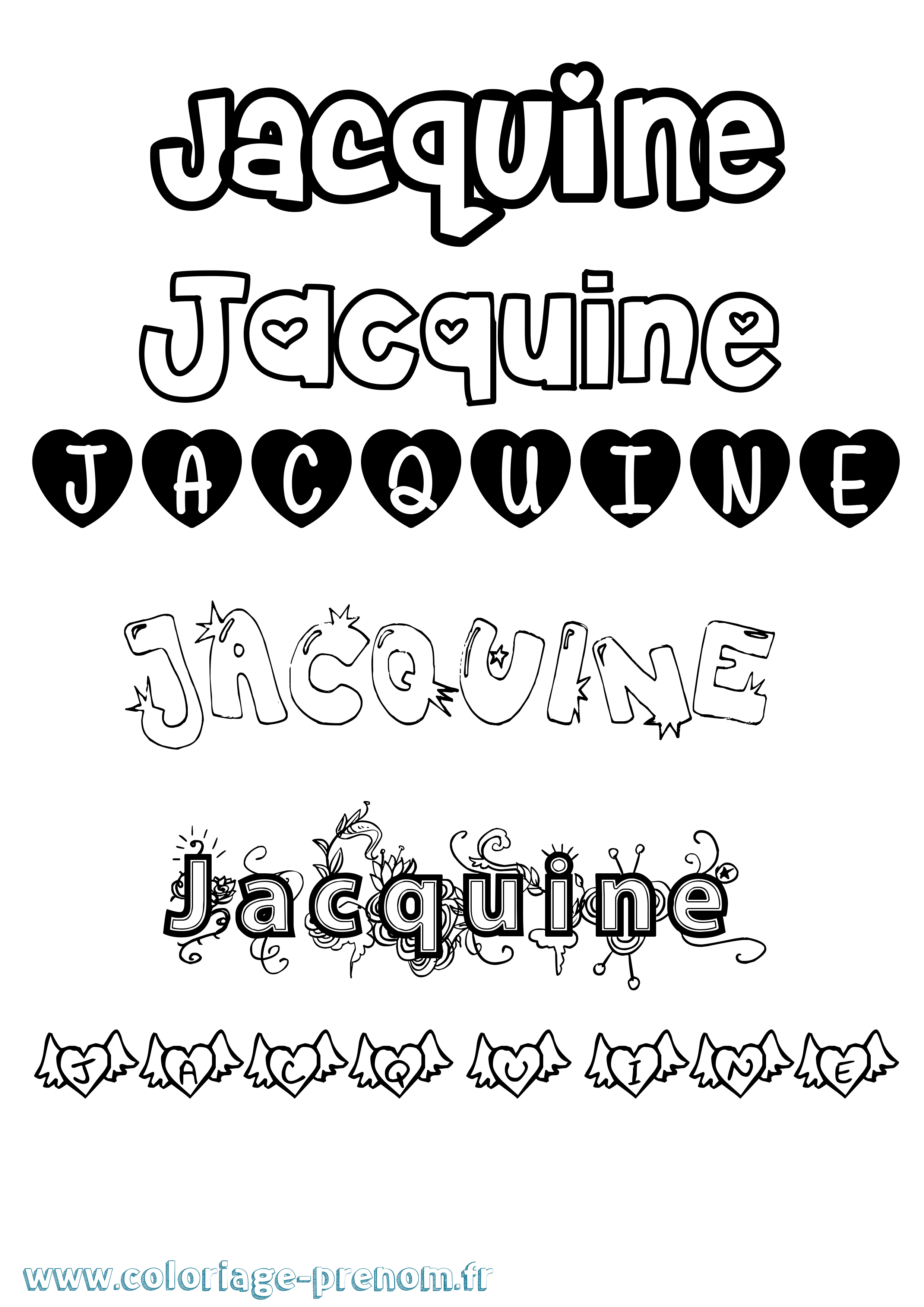 Coloriage Jacquine Girly Coloriage prénom Jacquine Girly