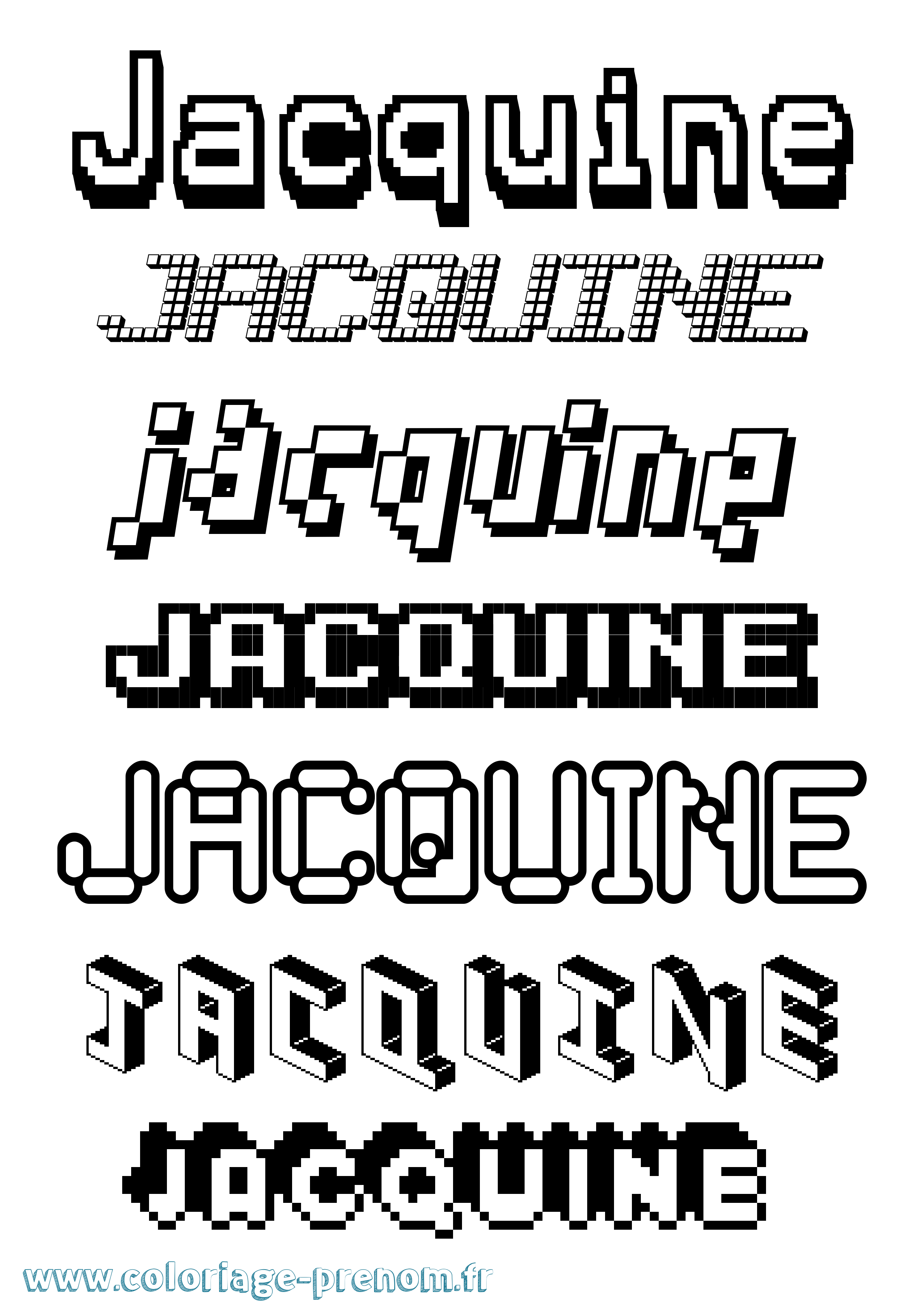 Coloriage Jacquine Pixel Coloriage prénom Jacquine Pixel