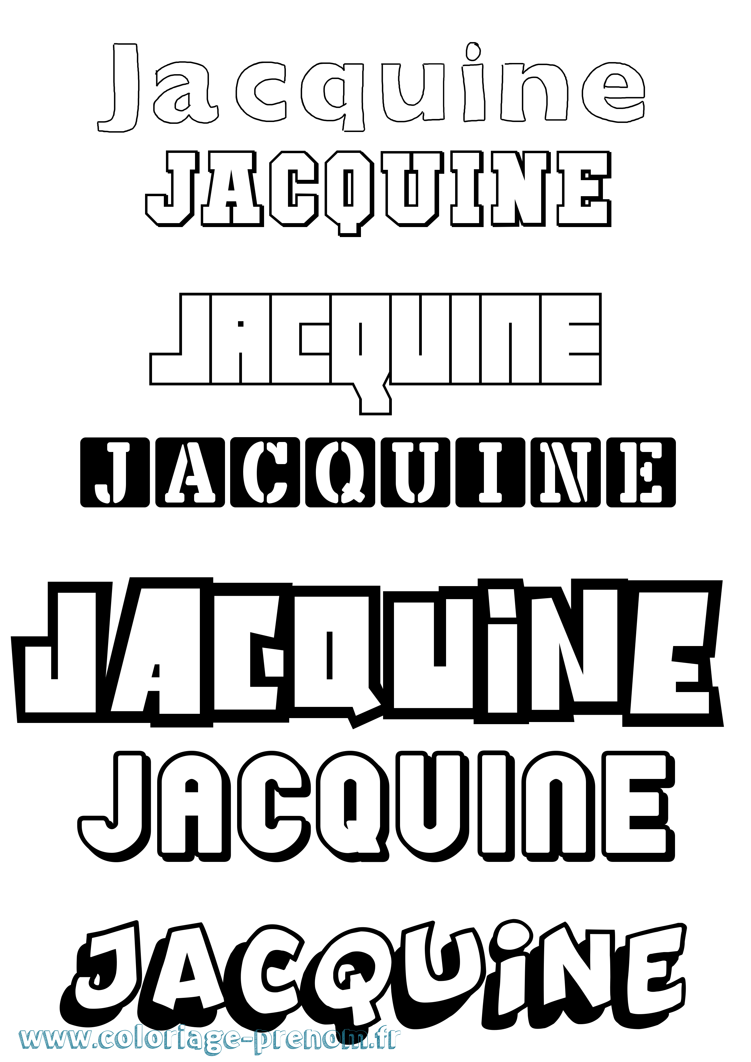 Coloriage Jacquine Simple Coloriage prénom Jacquine Simple