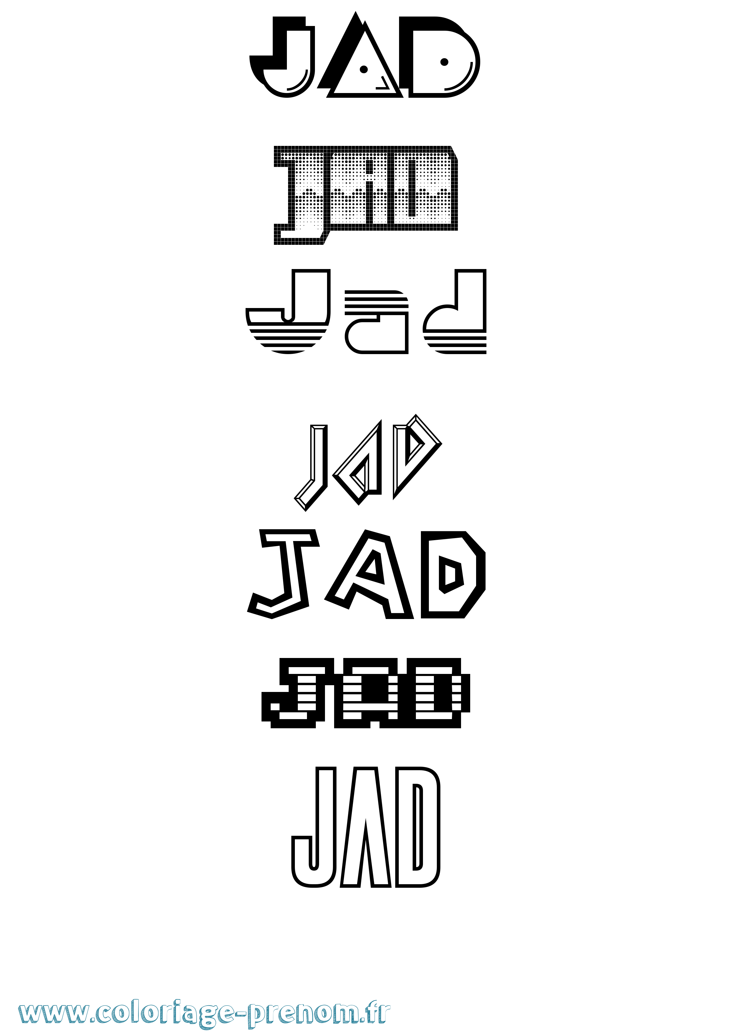 Coloriage prénom Jad