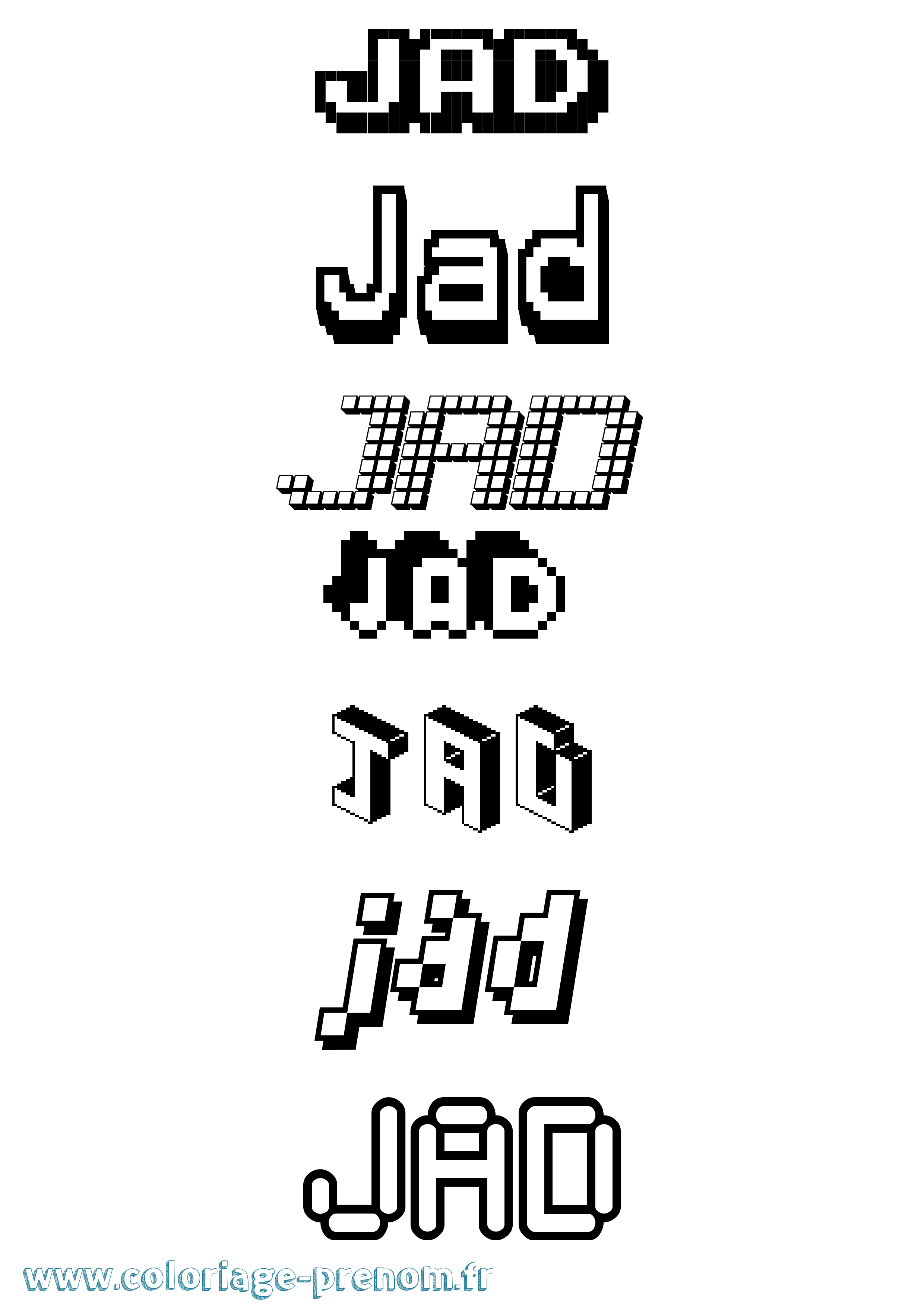 Coloriage prénom Jad