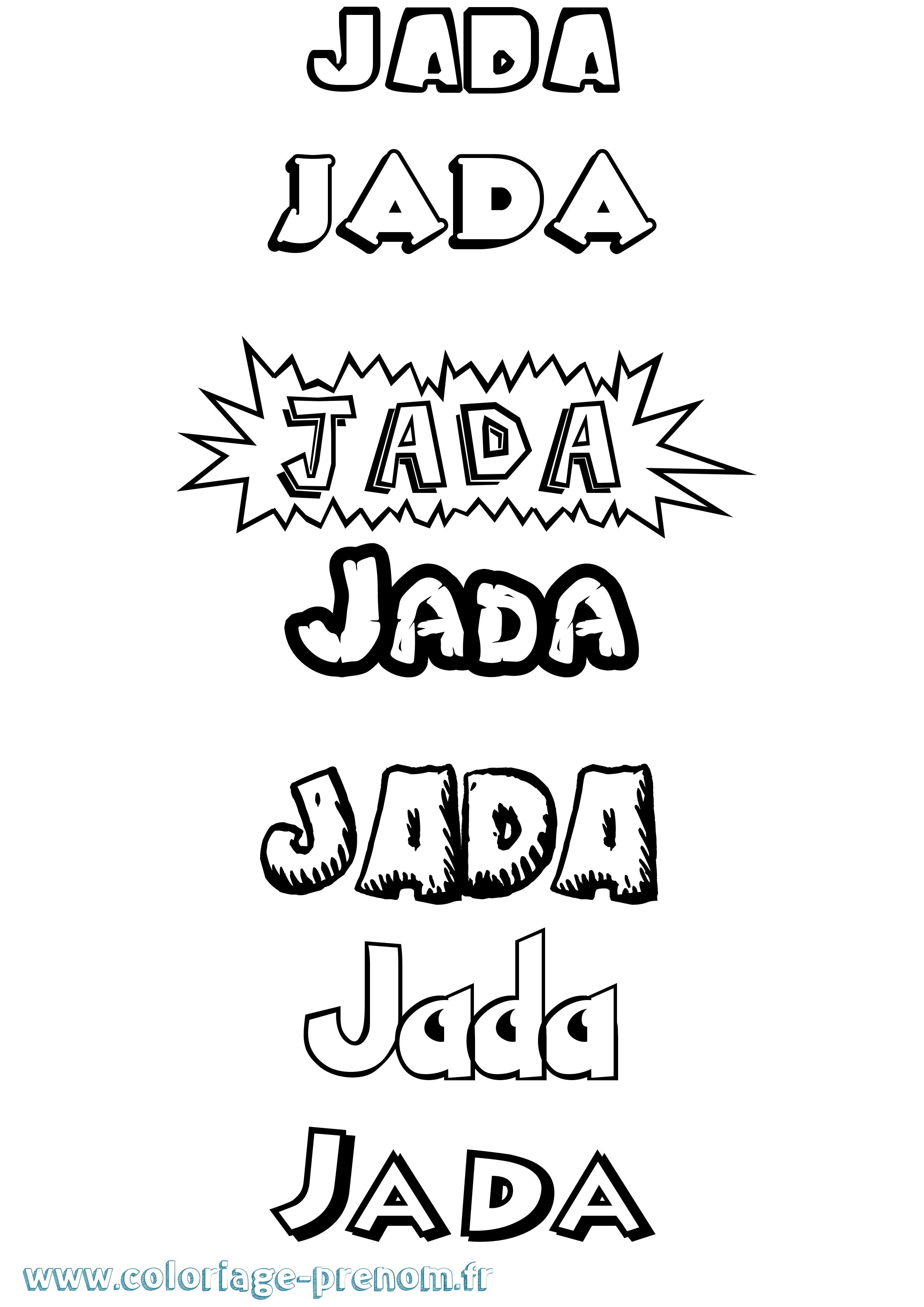 Coloriage prénom Jada Dessin Animé