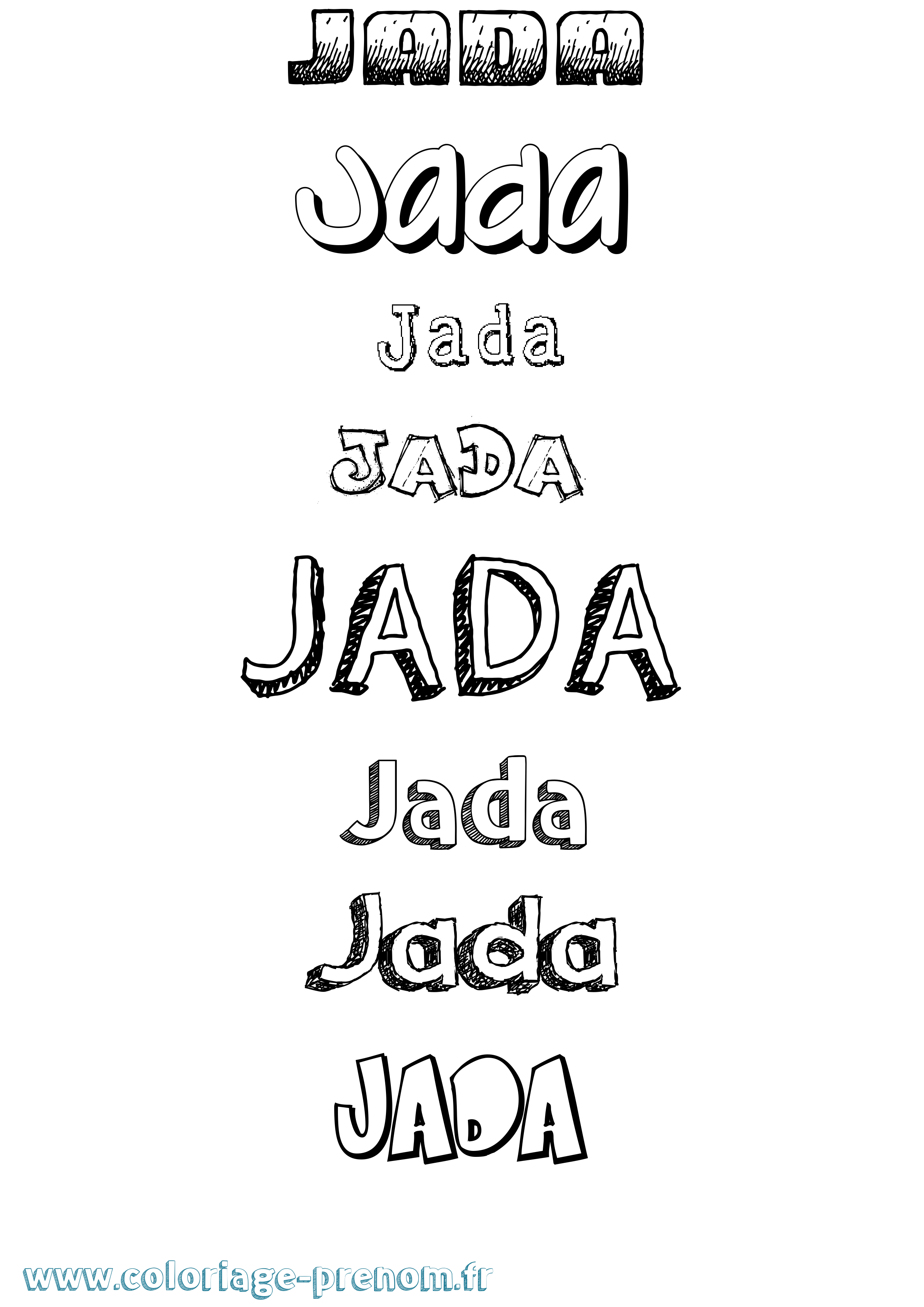 Coloriage prénom Jada Dessiné