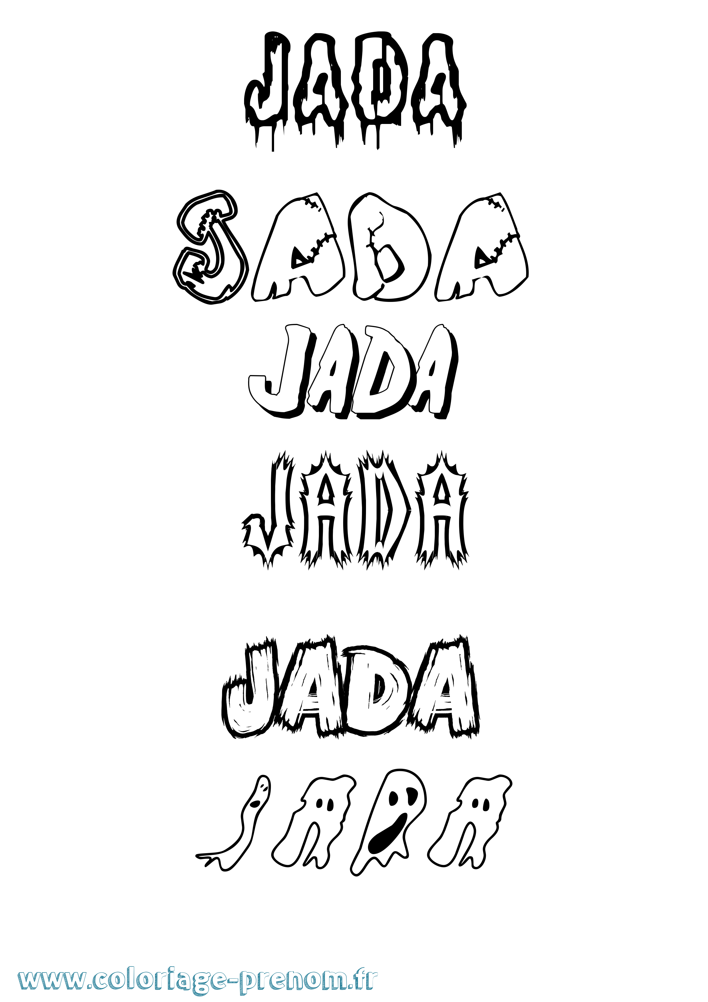 Coloriage prénom Jada Frisson