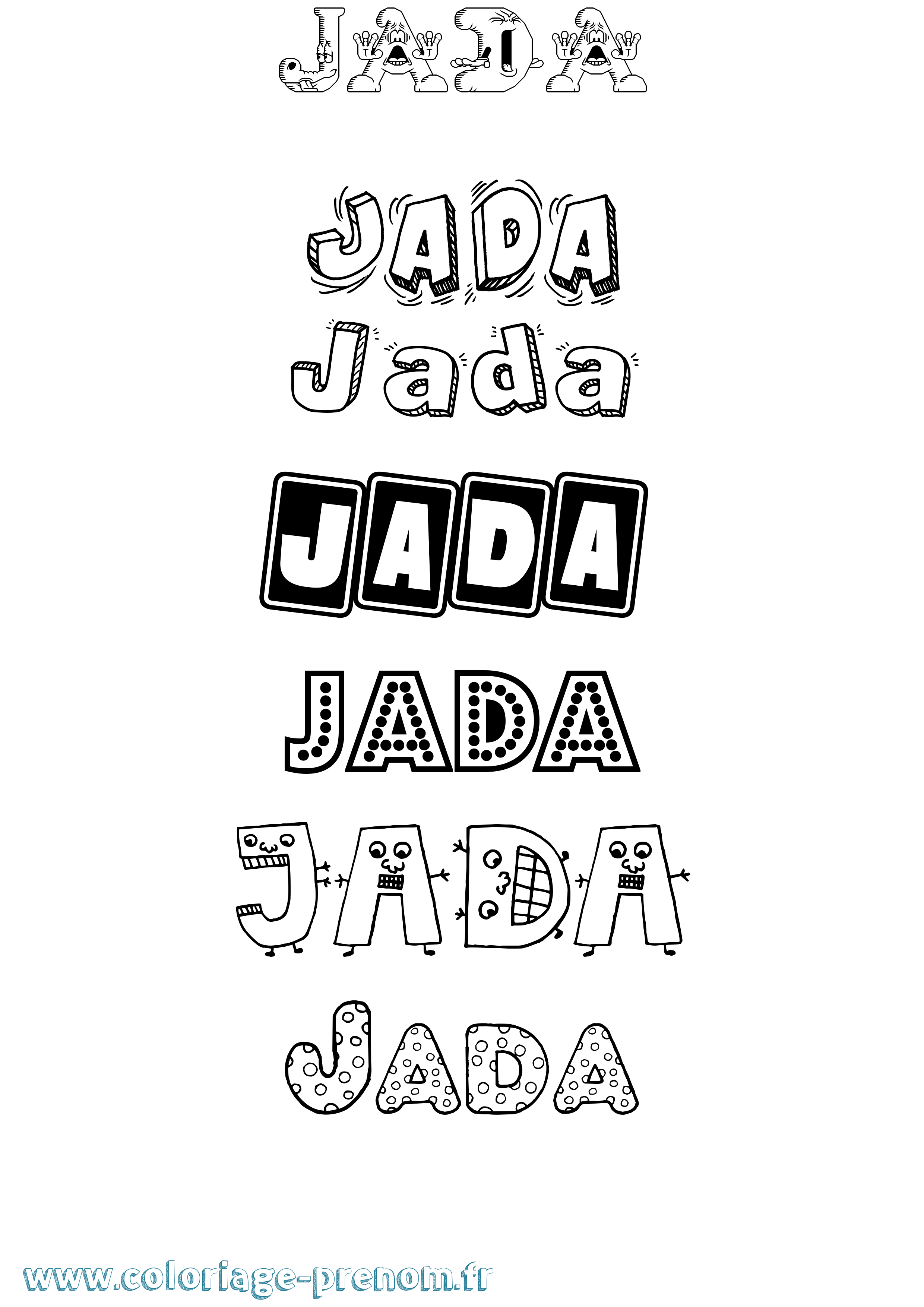 Coloriage prénom Jada Fun