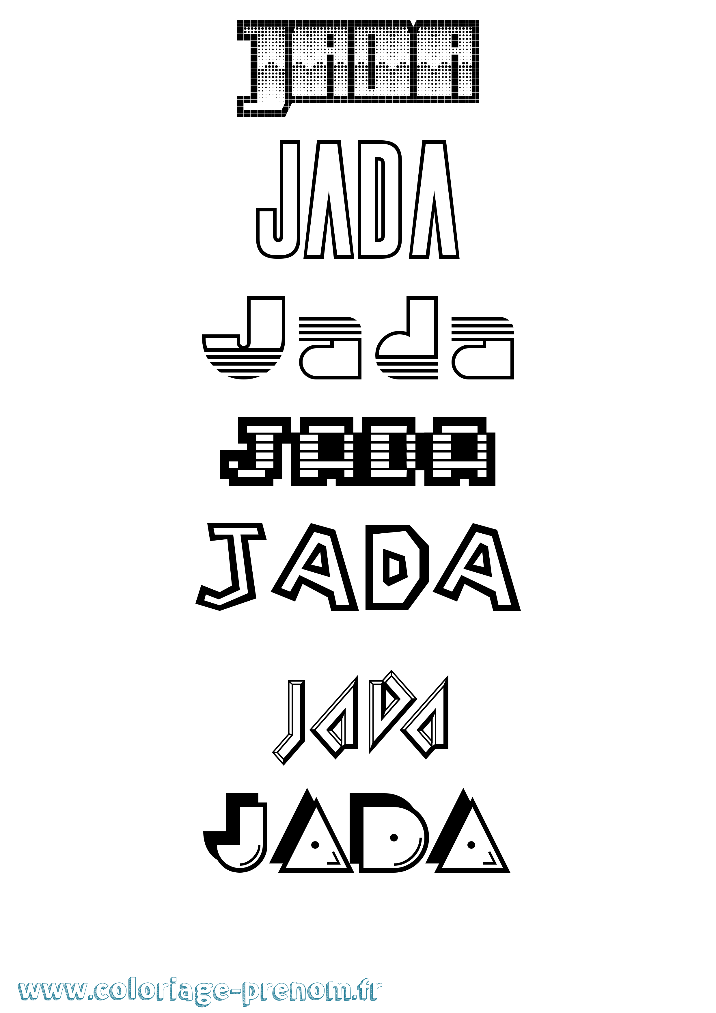 Coloriage prénom Jada Jeux Vidéos