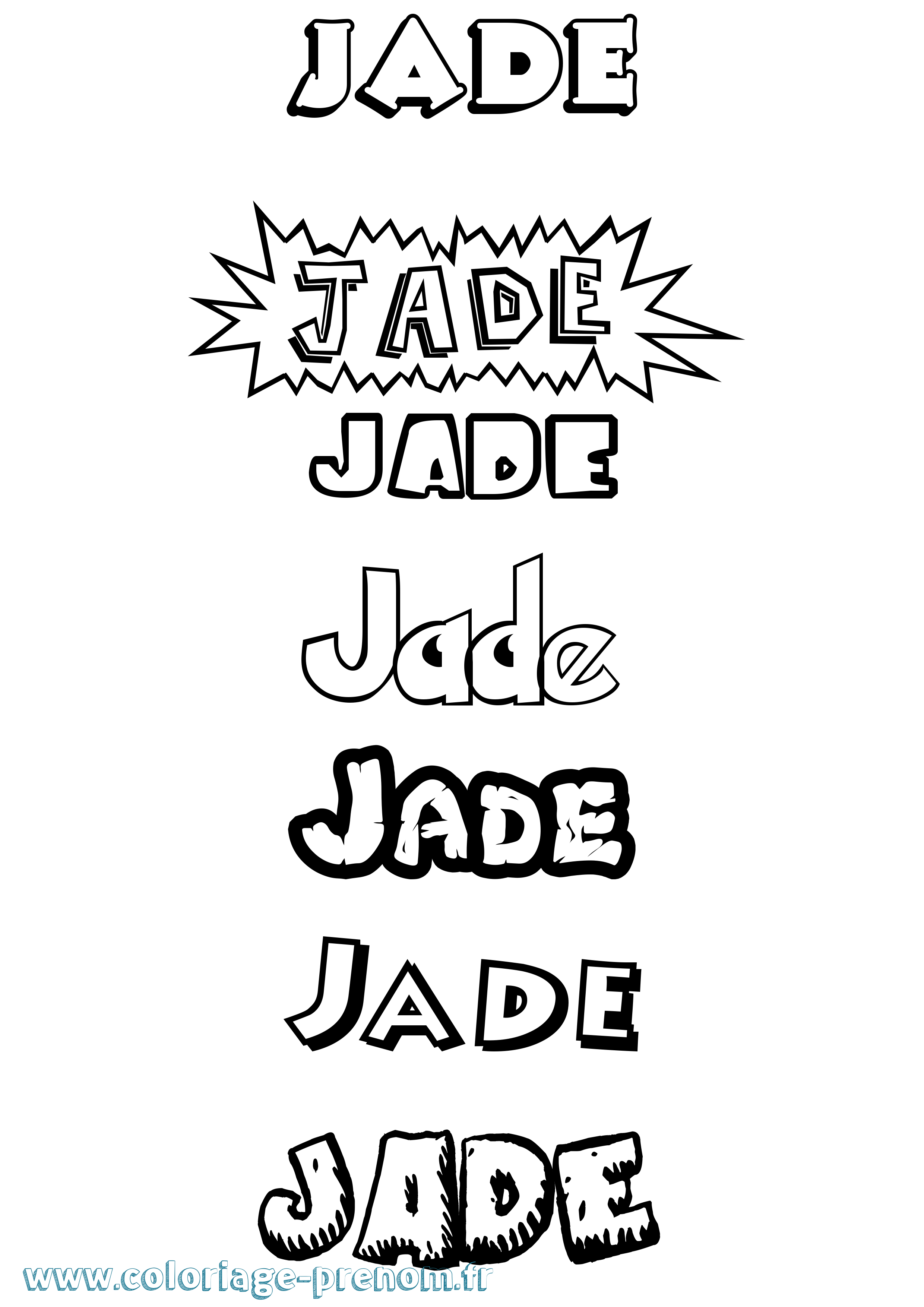 Coloriage prénom Jade Dessin Animé