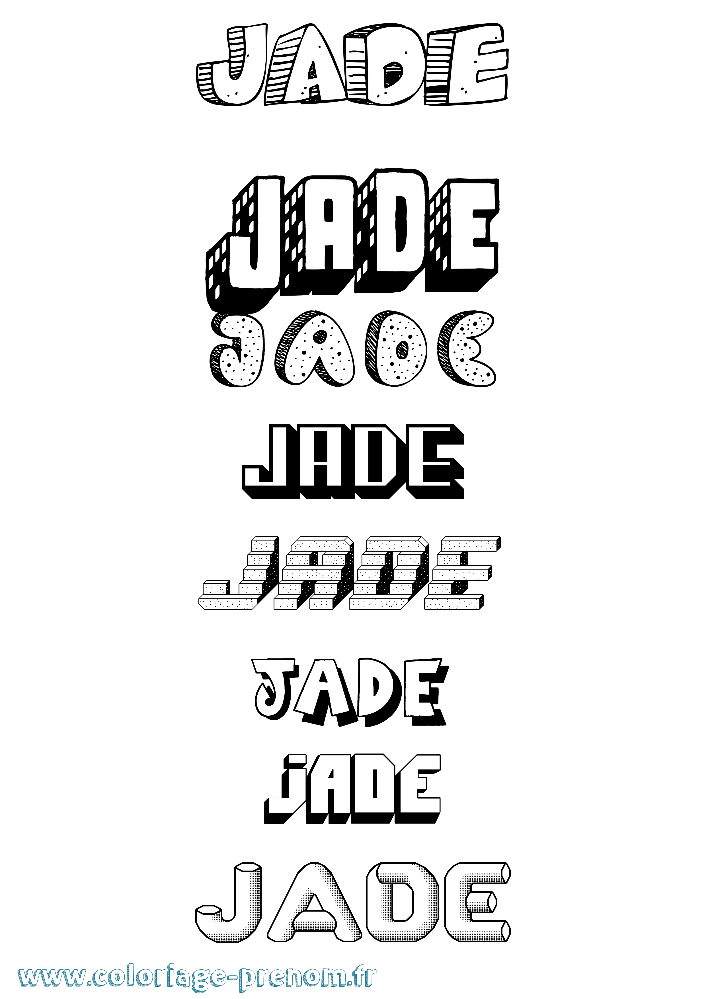 Coloriage prénom Jade Effet 3D
