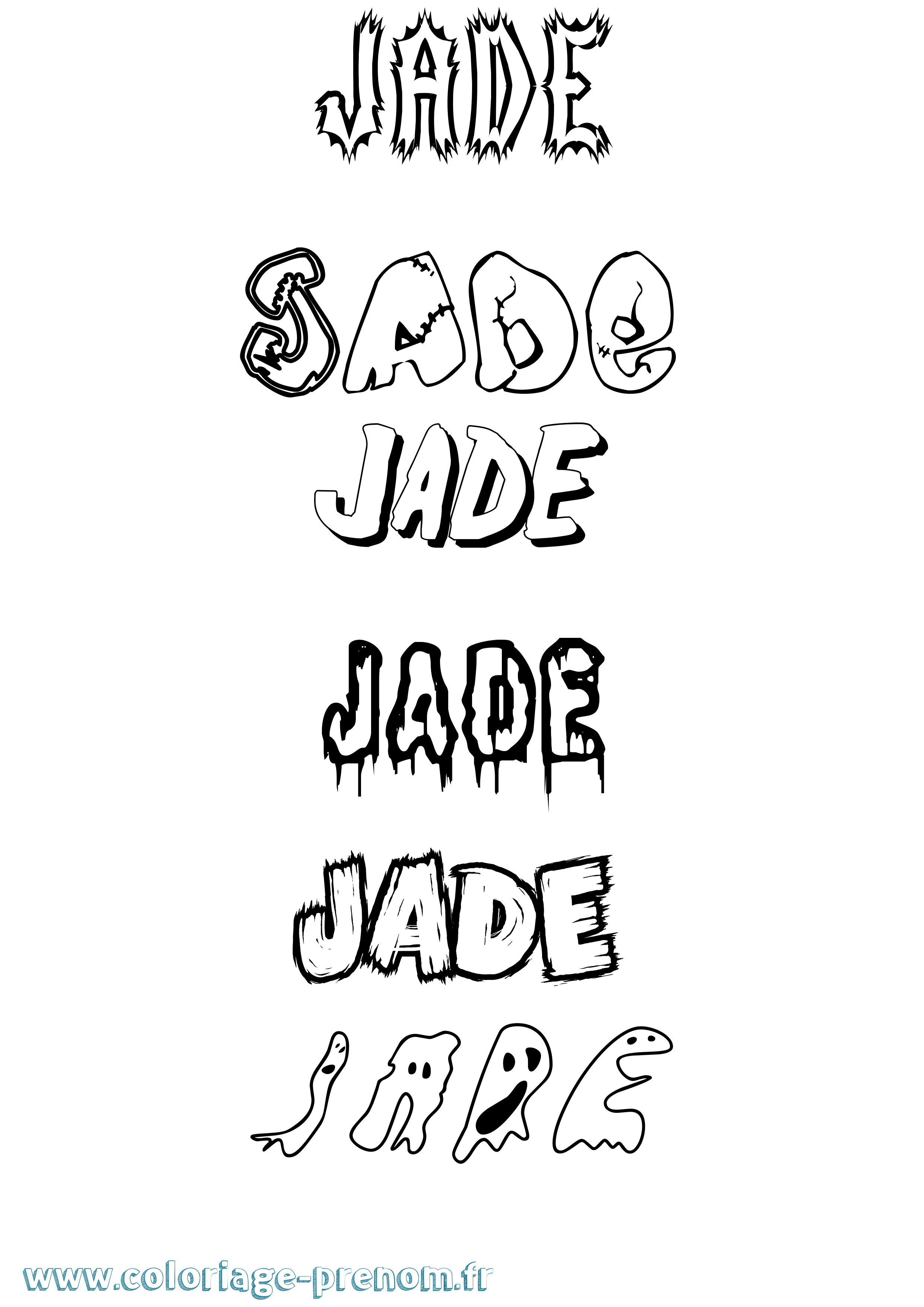 Coloriage prénom Jade Frisson