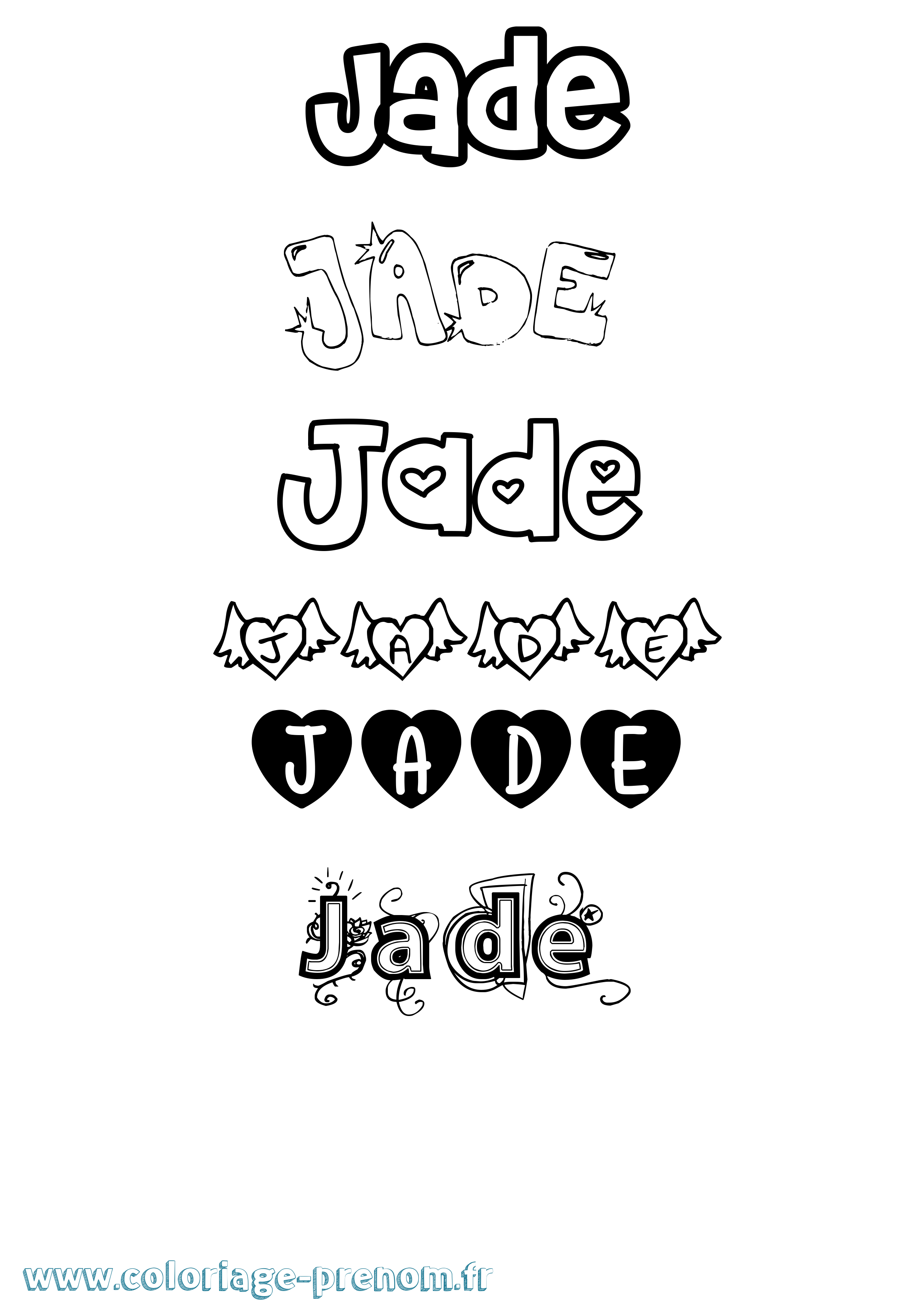 Coloriage prénom Jade Girly