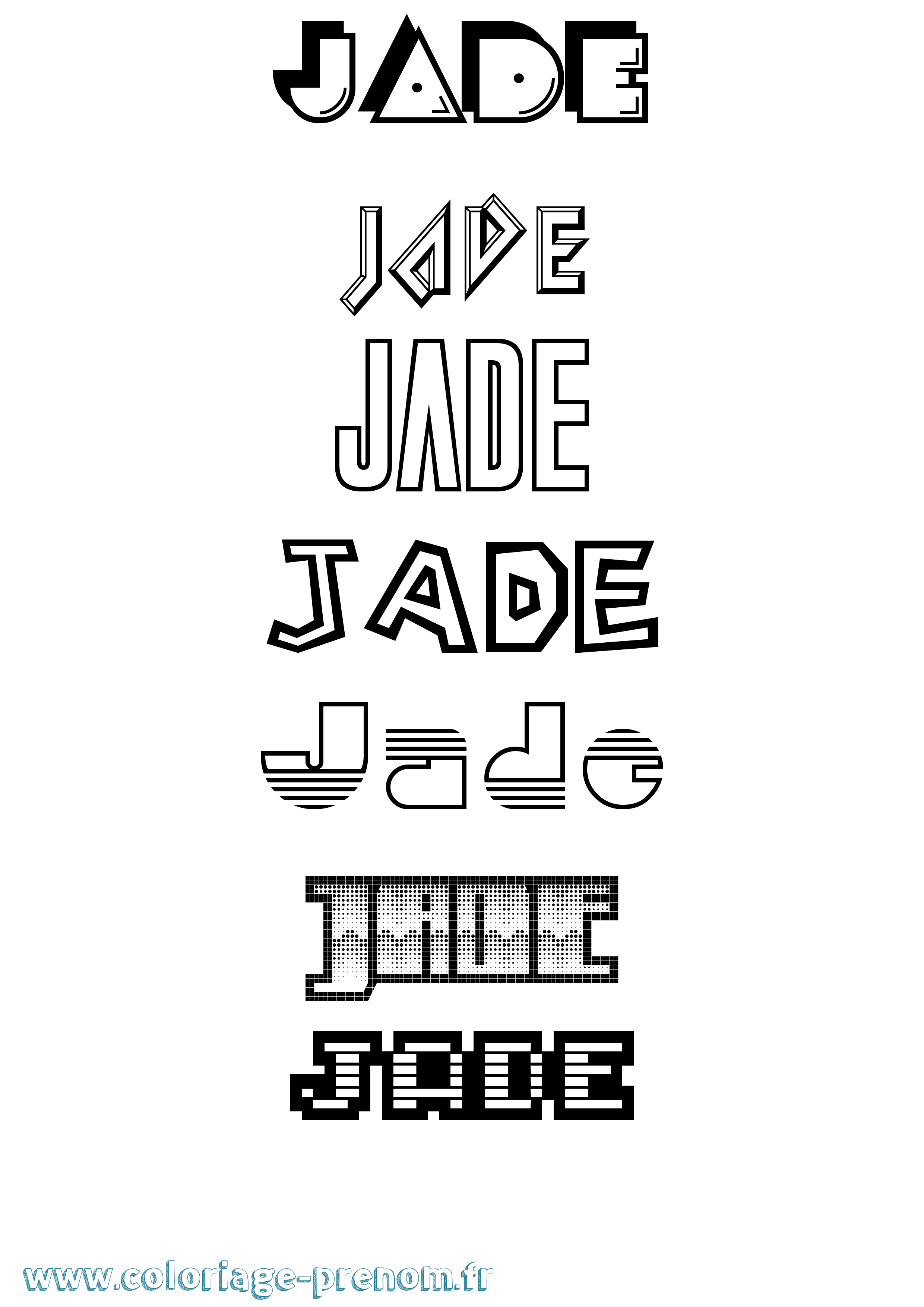 Coloriage prénom Jade Jeux Vidéos